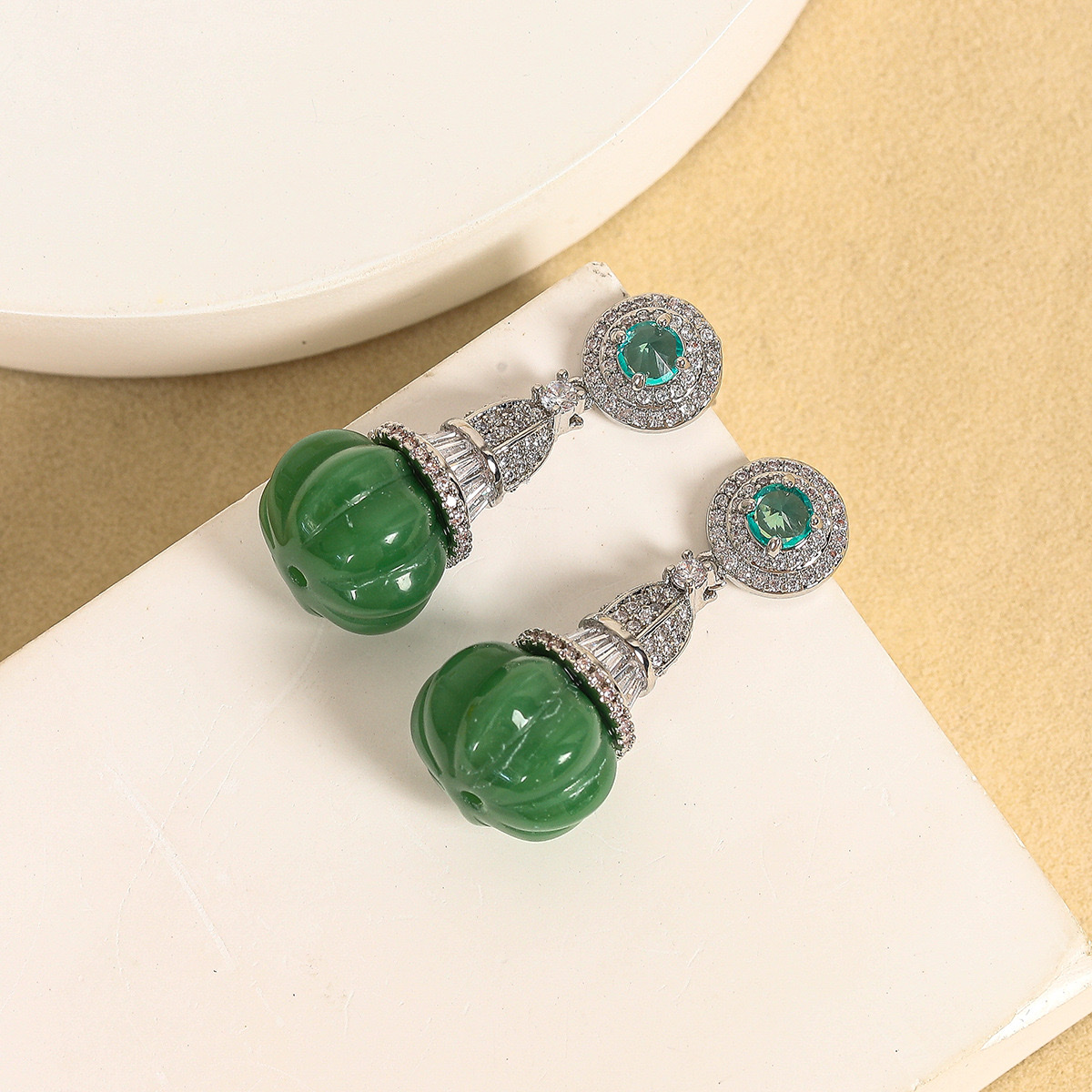 新中式国风耳坠女复古长款水滴耳坠高级感宫廷风镶锆石耳环饰品 饰品耳饰耳环