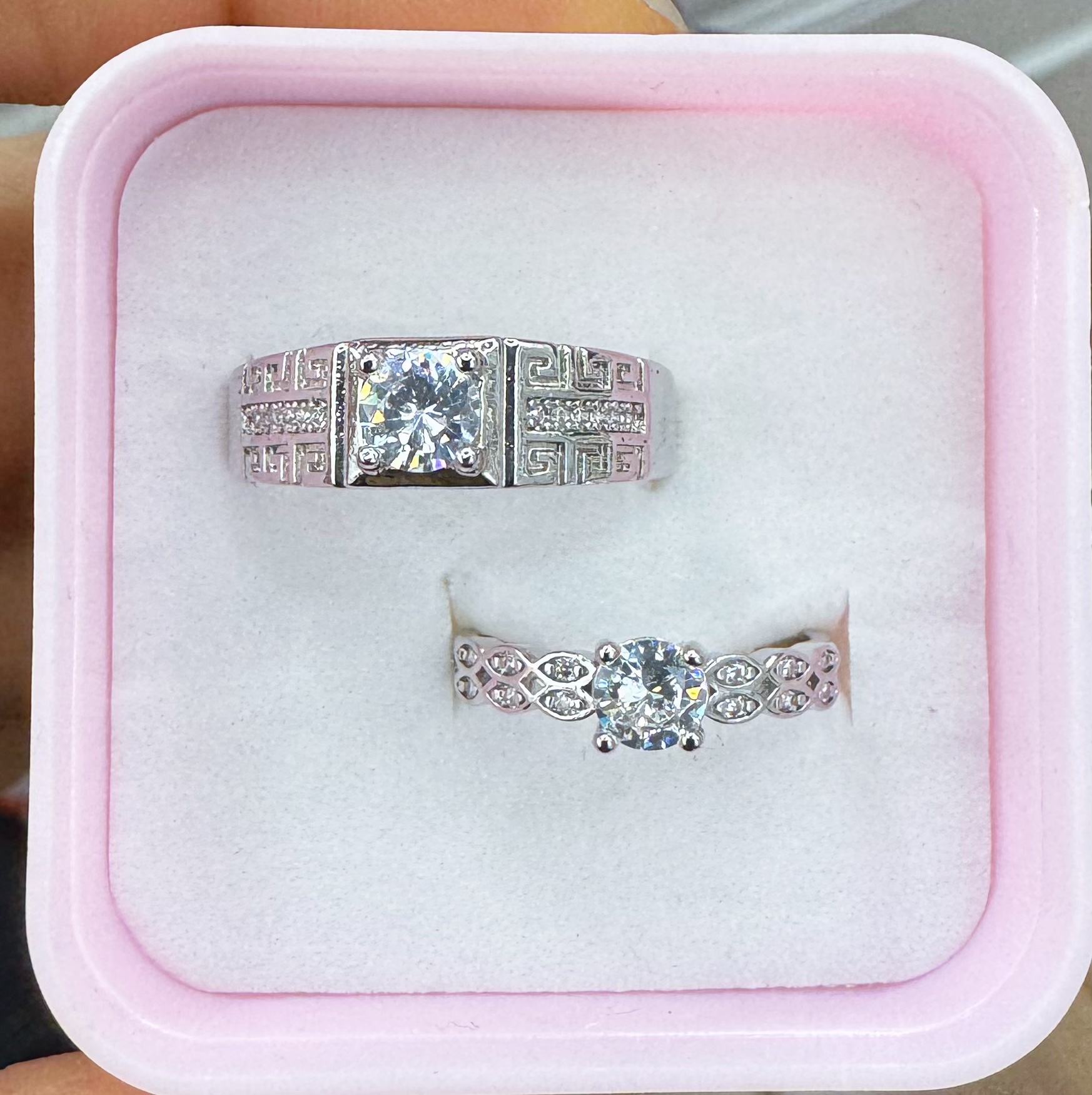 钛钢镶钻石戒指 珍珠沙金戒指 高级时尚款 戒指首饰精品 男女通用款产品图