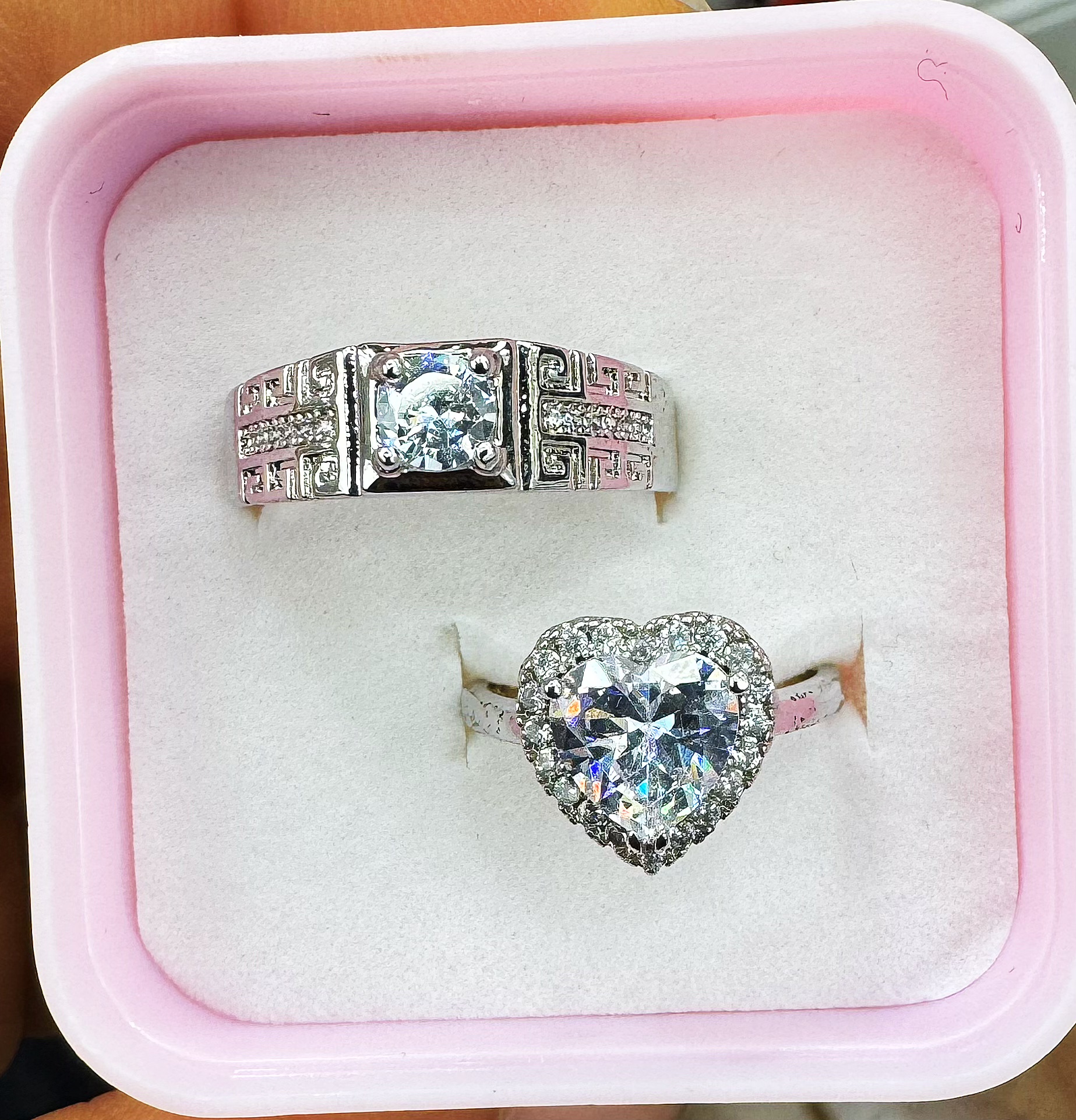 钛钢镶钻石戒指 珍珠沙金戒指 高级时尚款 戒指首饰精品 男女通用款