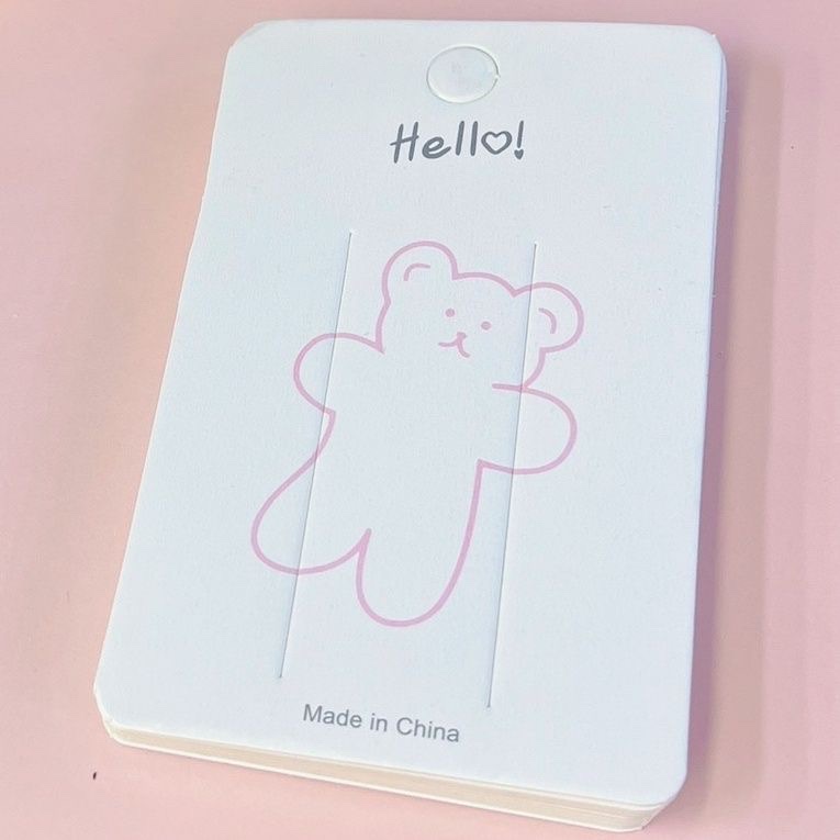 饰品包装卡片DIY粉色小熊卡片包装发夹儿童饰品展示卡纸白底实物图