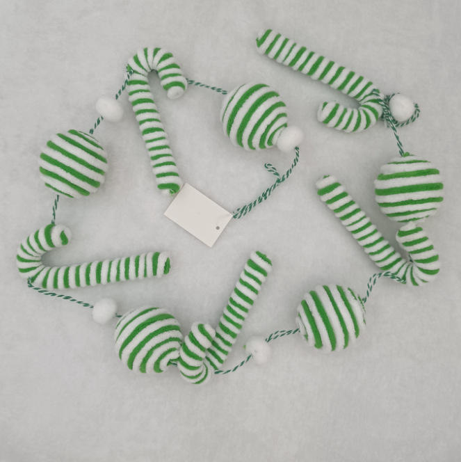 圣诞节用品圣诞节装饰品马卡龙色系圣诞球拐杖挂串泡沫