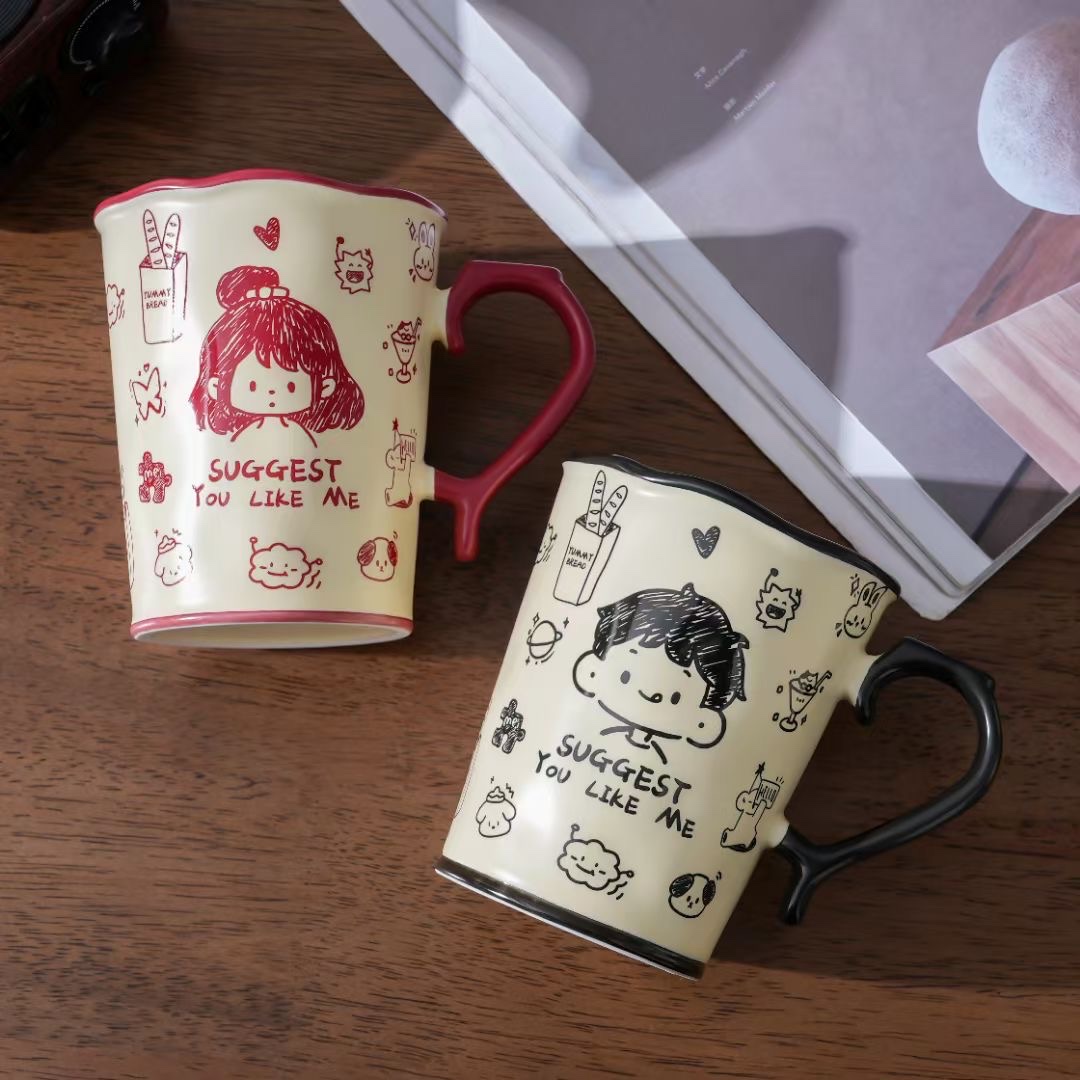 BABY CHAN手作可爱卡通马克杯陶瓷水杯咖啡杯牛奶杯早餐饮水杯子陶瓷杯陶瓷杯马克杯陶瓷杯陶瓷杯学生可爱详情图4