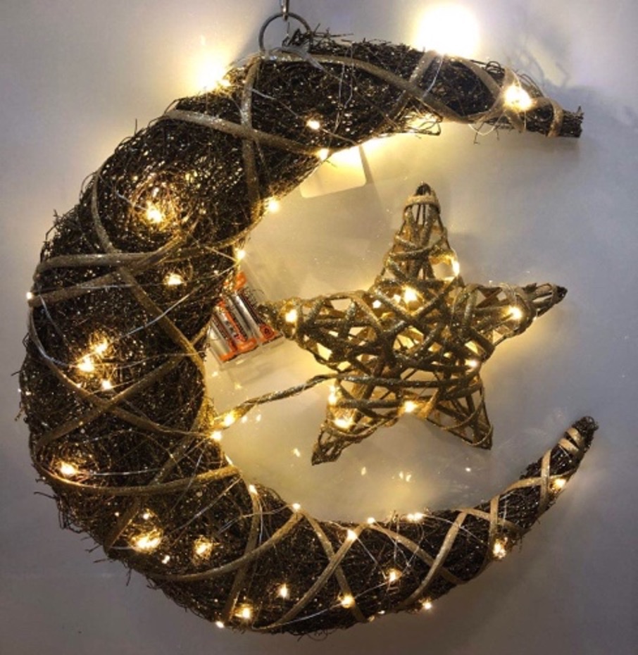 铁艺圣诞装饰工艺品厂家直销带灯 金色铁丝工艺品详情图3