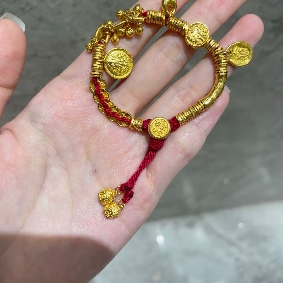 金色五帝钱一套 diy配件手工编织手绳项链文玩佛珠手链手串配饰品饰品配件详情图2