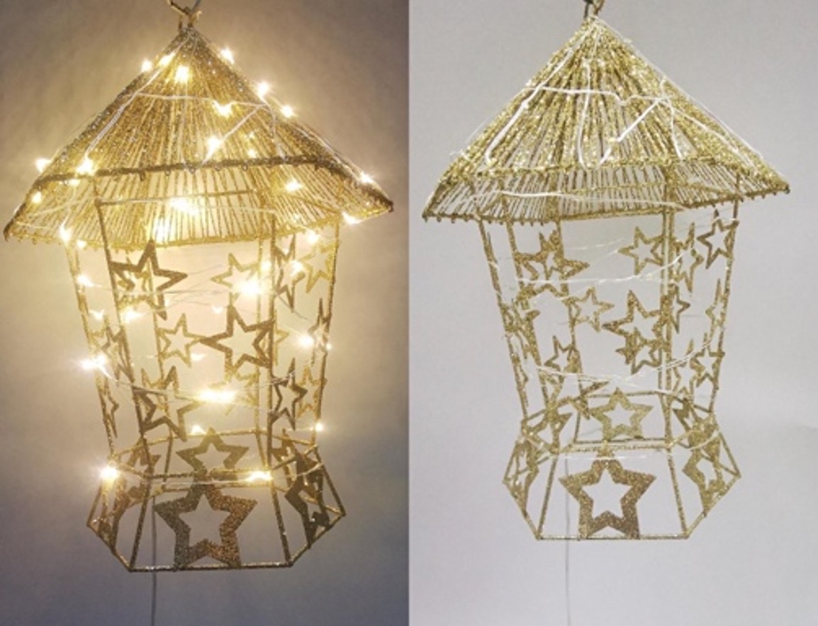 铁艺圣诞装饰工艺品厂家直销带灯 金色铁丝工艺品产品图