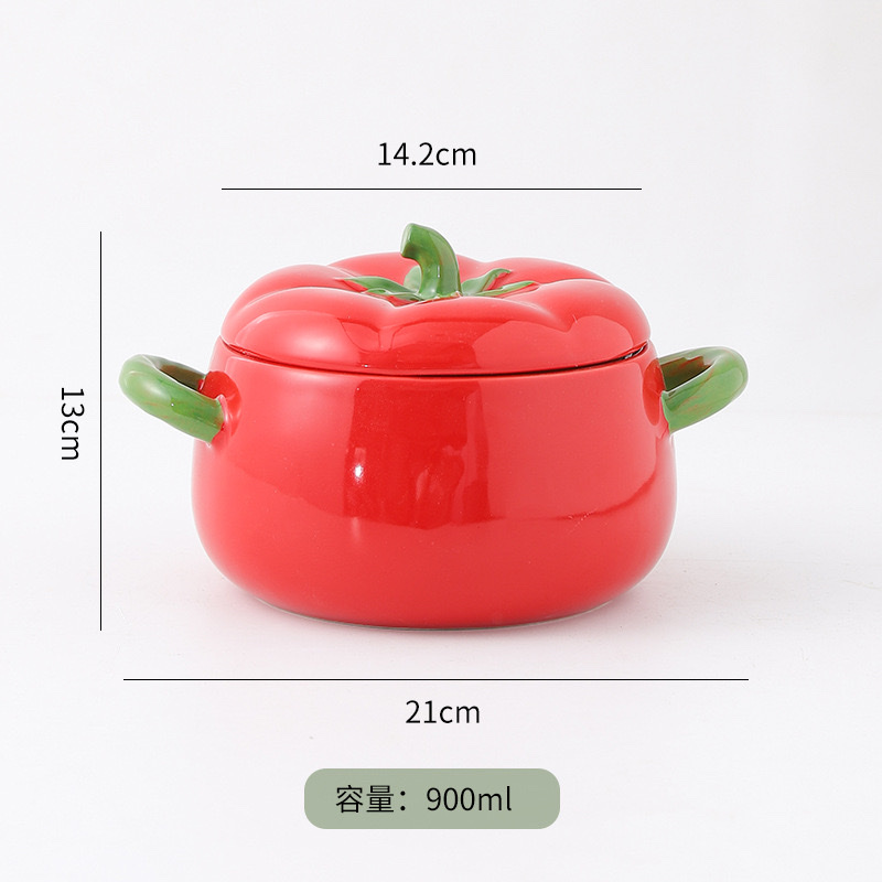 Ceramic seasoning jar, seasoning jar set, sugar and salt jar, oil-splashed chili jar, food-grade household creative tomato stew pot Specification image