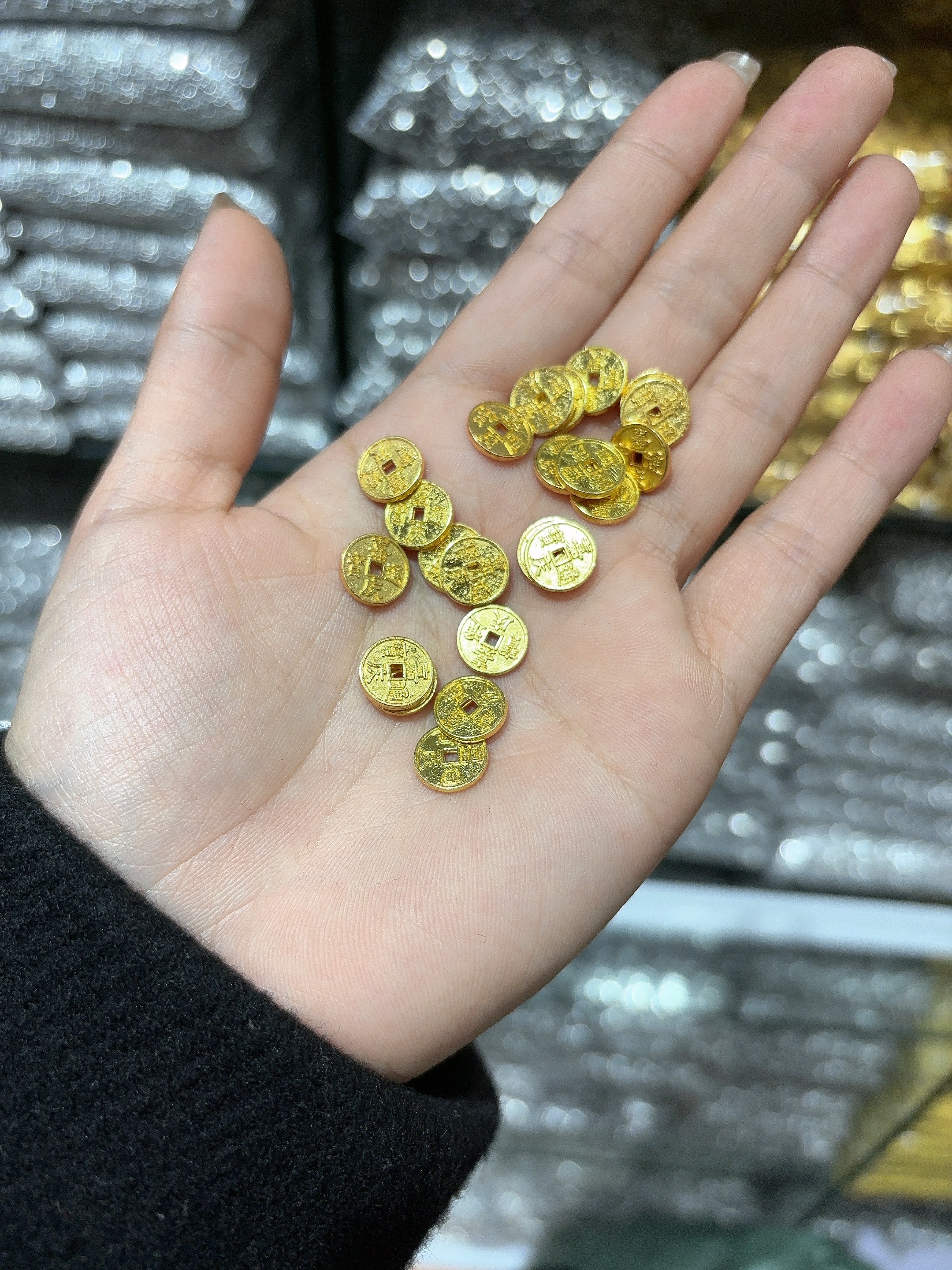 金色五帝钱一套 diy配件手工编织手绳项链文玩佛珠手链手串配饰品饰品配件详情图8