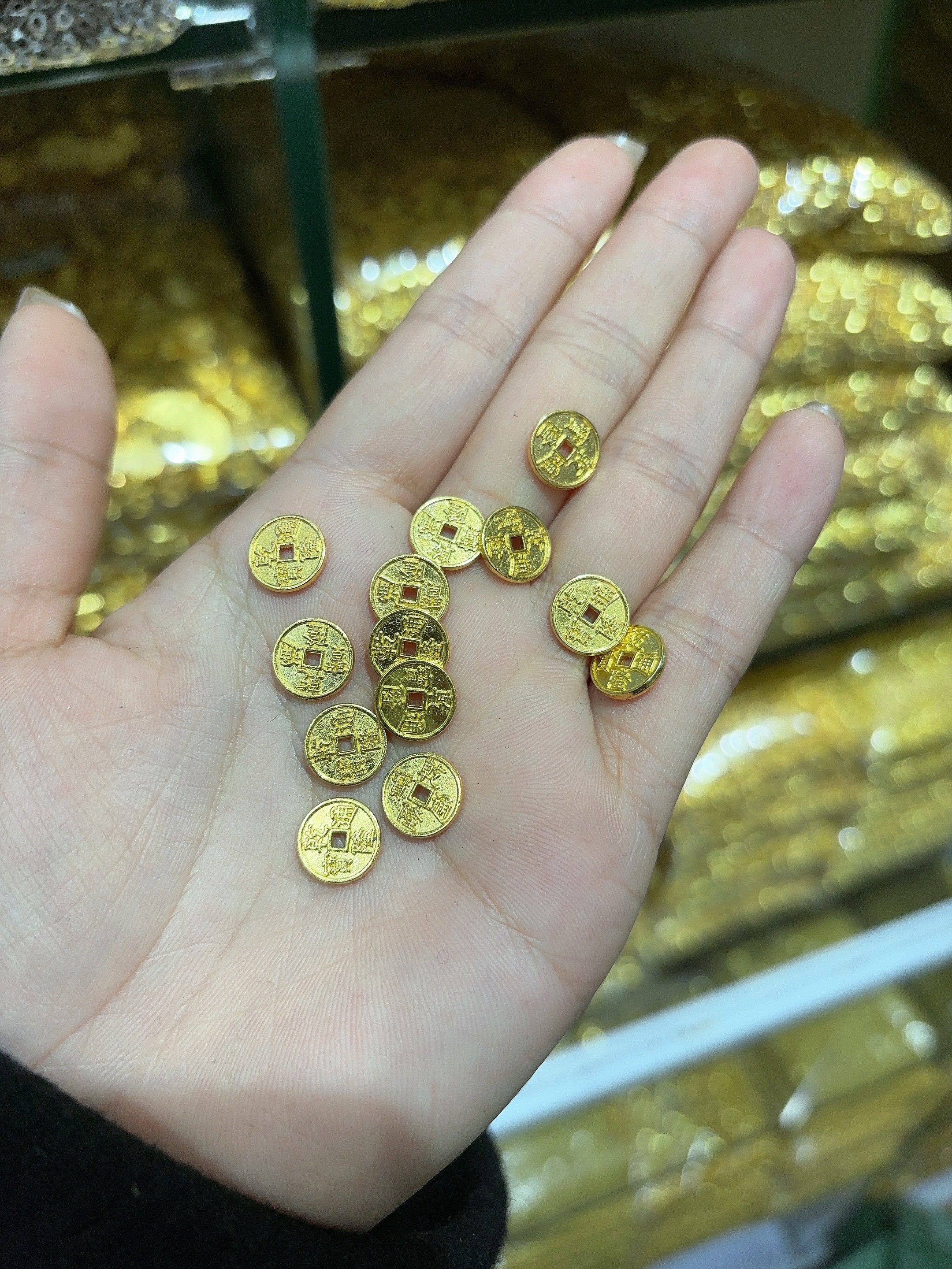 金色五帝钱一套 diy配件手工编织手绳项链文玩佛珠手链手串配饰品饰品配件细节图