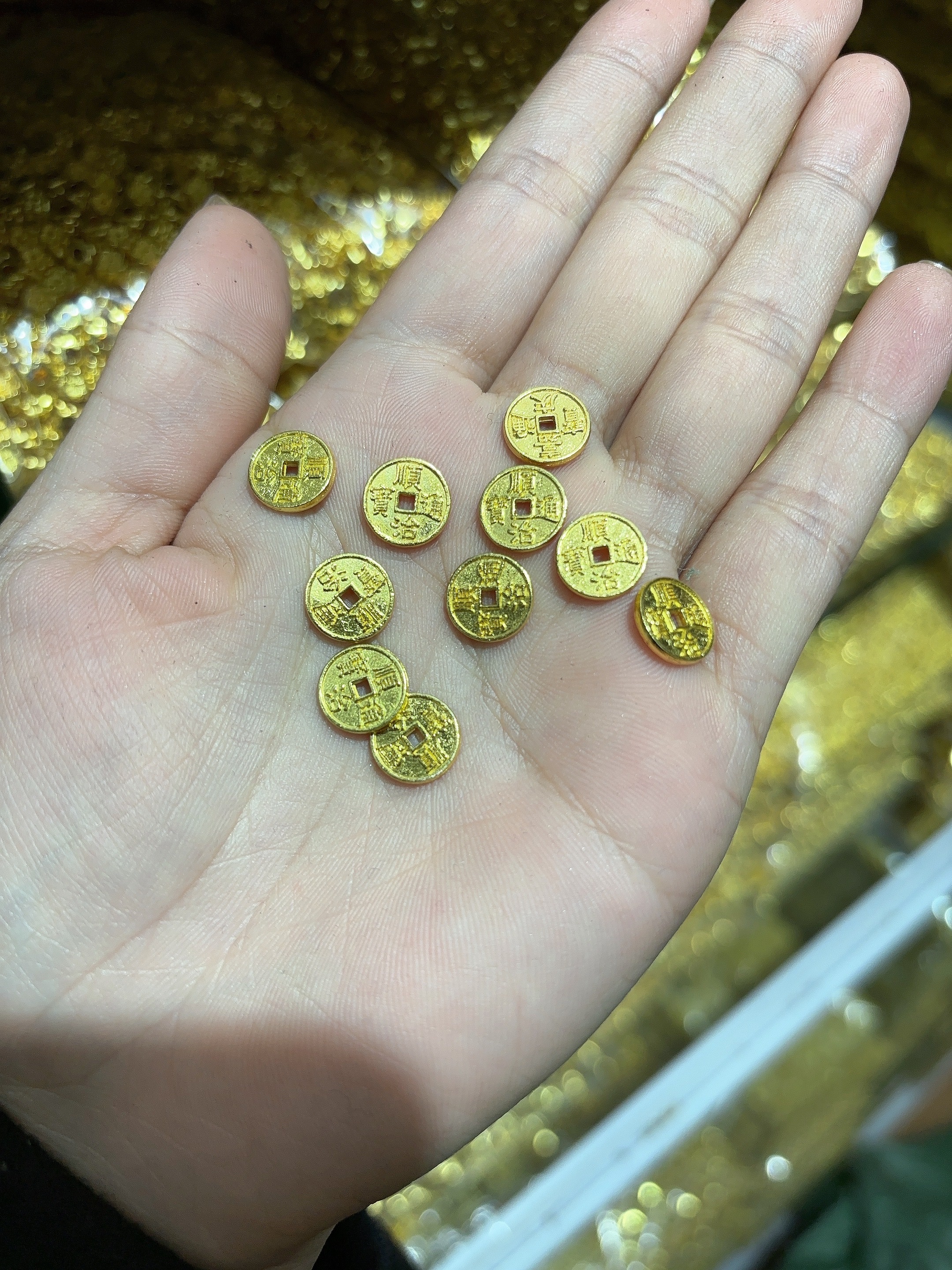 金色五帝钱一套 diy配件手工编织手绳项链文玩佛珠手链手串配饰品饰品配件详情图4