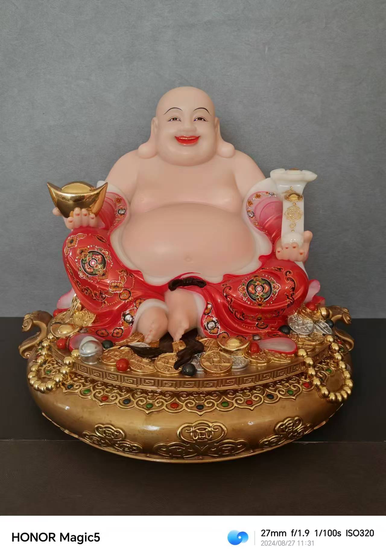 开口大笑大肚佛弥勒佛摆件佛像汉白玉佛教佛具工艺品供奉款禅意佛产品图
