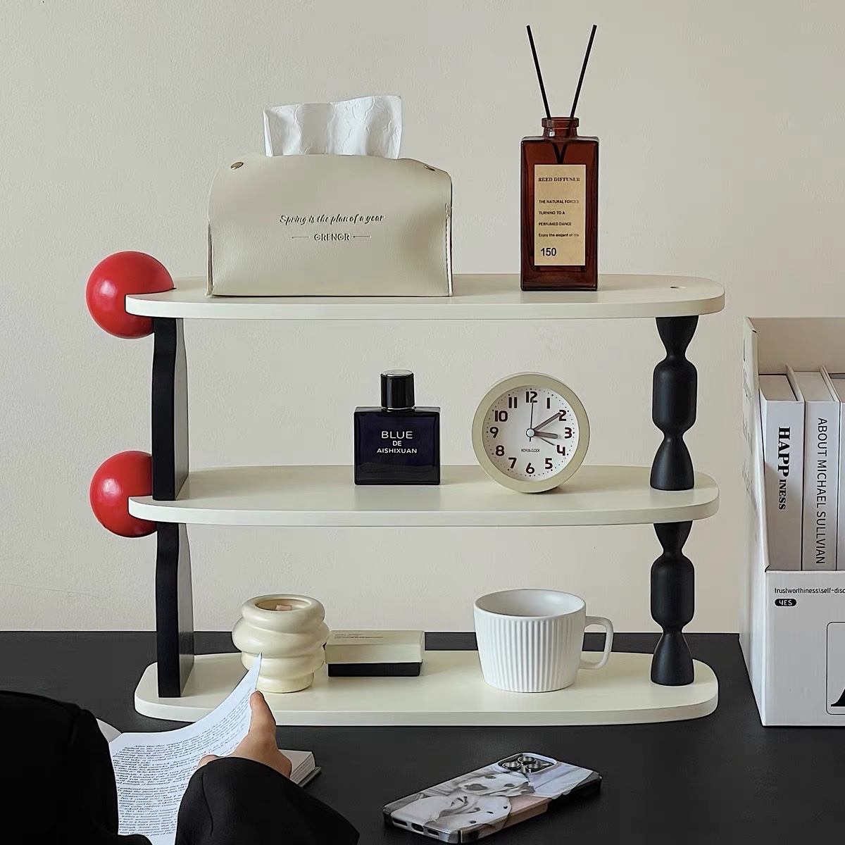 多层杯子收纳置物架桌面收纳整理香水香薰护肤化妆品展示架中古风