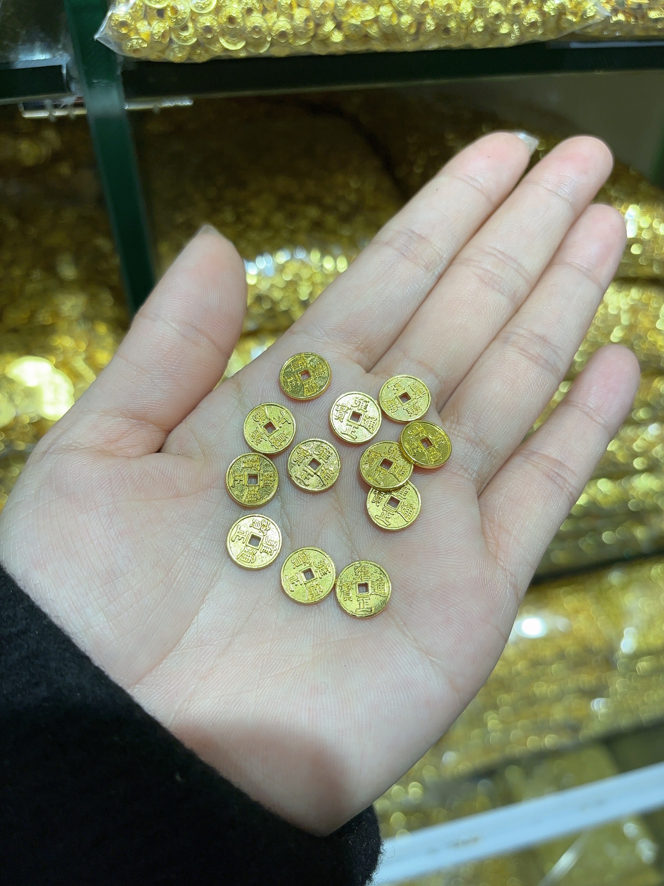 金色五帝钱一套 diy配件手工编织手绳项链文玩佛珠手链手串配饰品饰品配件详情图6