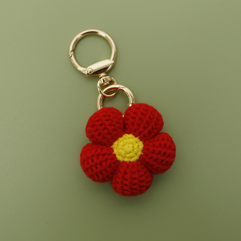 创意甜美花朵挂件 送你一朵小红花挂饰 阿富汗针钩织花朵成品  小花送礼详情图6