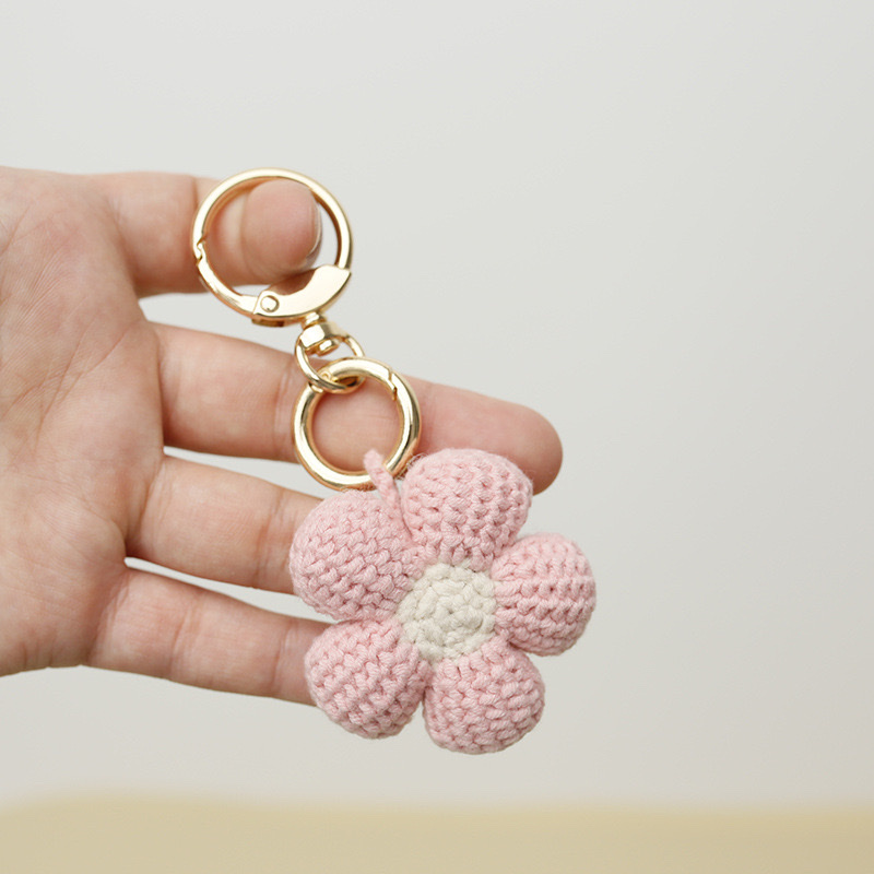 创意甜美花朵挂件 送你一朵小红花挂饰 阿富汗针钩织花朵成品  小花送礼详情图7