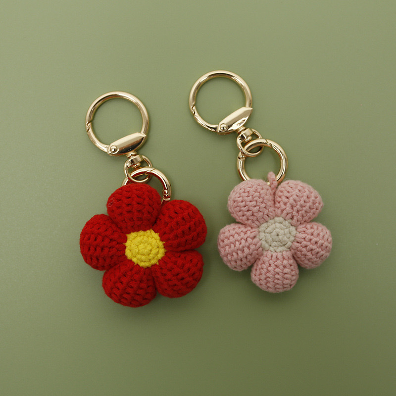 创意甜美花朵挂件 送你一朵小红花挂饰 阿富汗针钩织花朵成品  小花送礼详情图2