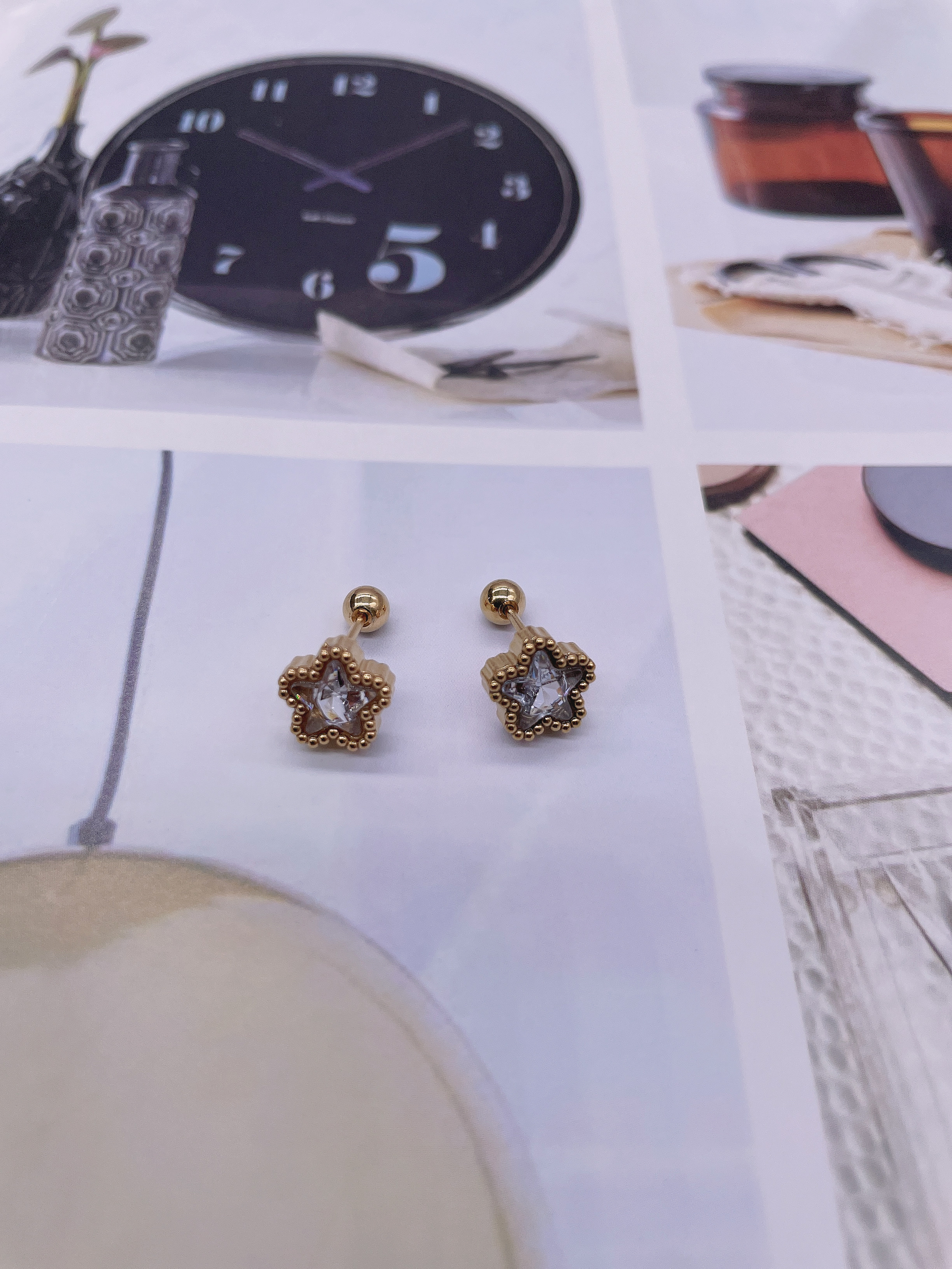 气质女士五角星耳饰 创意设计耳骨钉 美丽耳钉 高级感饰品女款精致优雅产品图