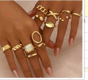 欧美跨境ins风金属光面水滴抱抱12件套戒指女个性设计感开口指环戒指套装
