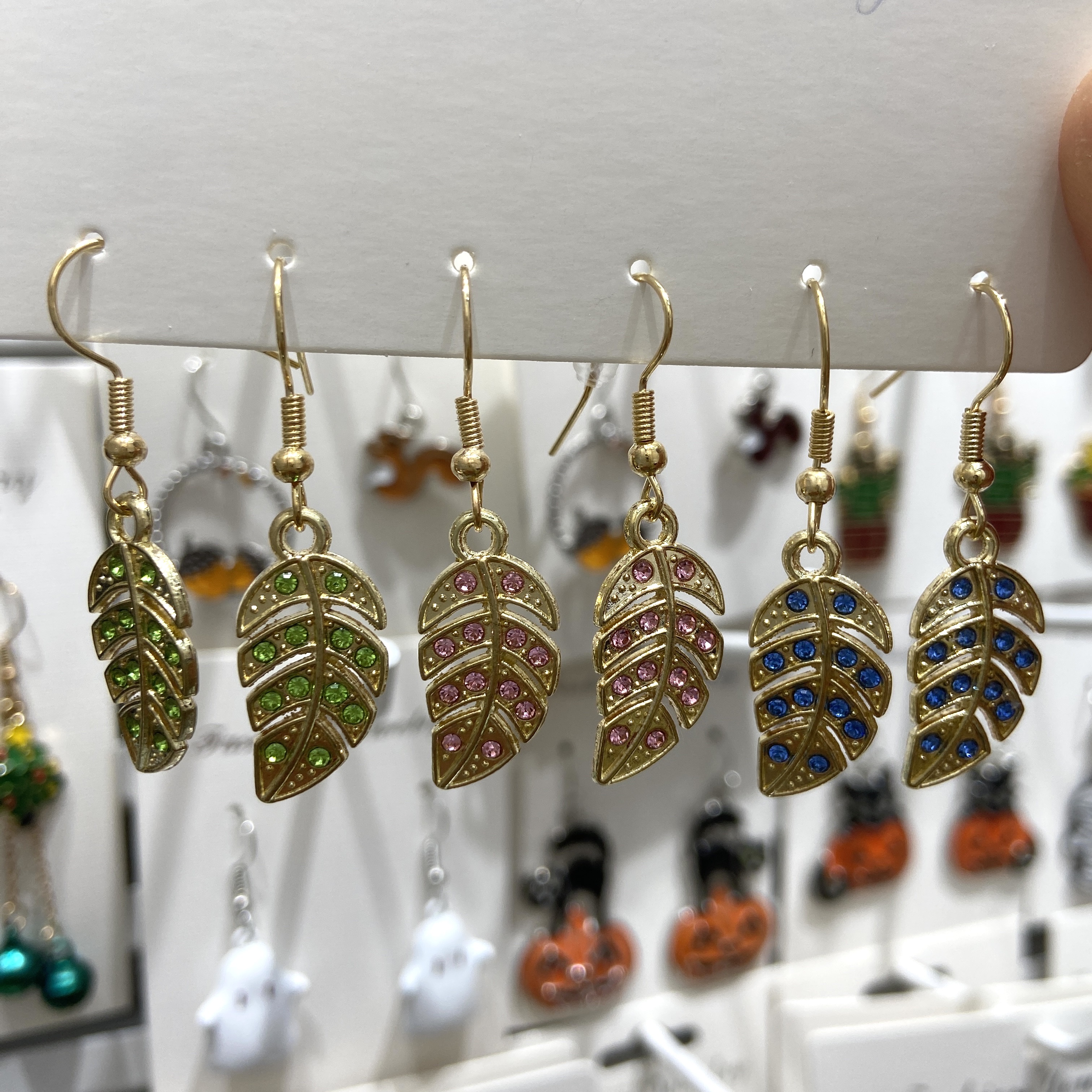 跨境外贸百搭树叶微钻百搭耳环三对套装叶子耳饰个性气质女士饰品