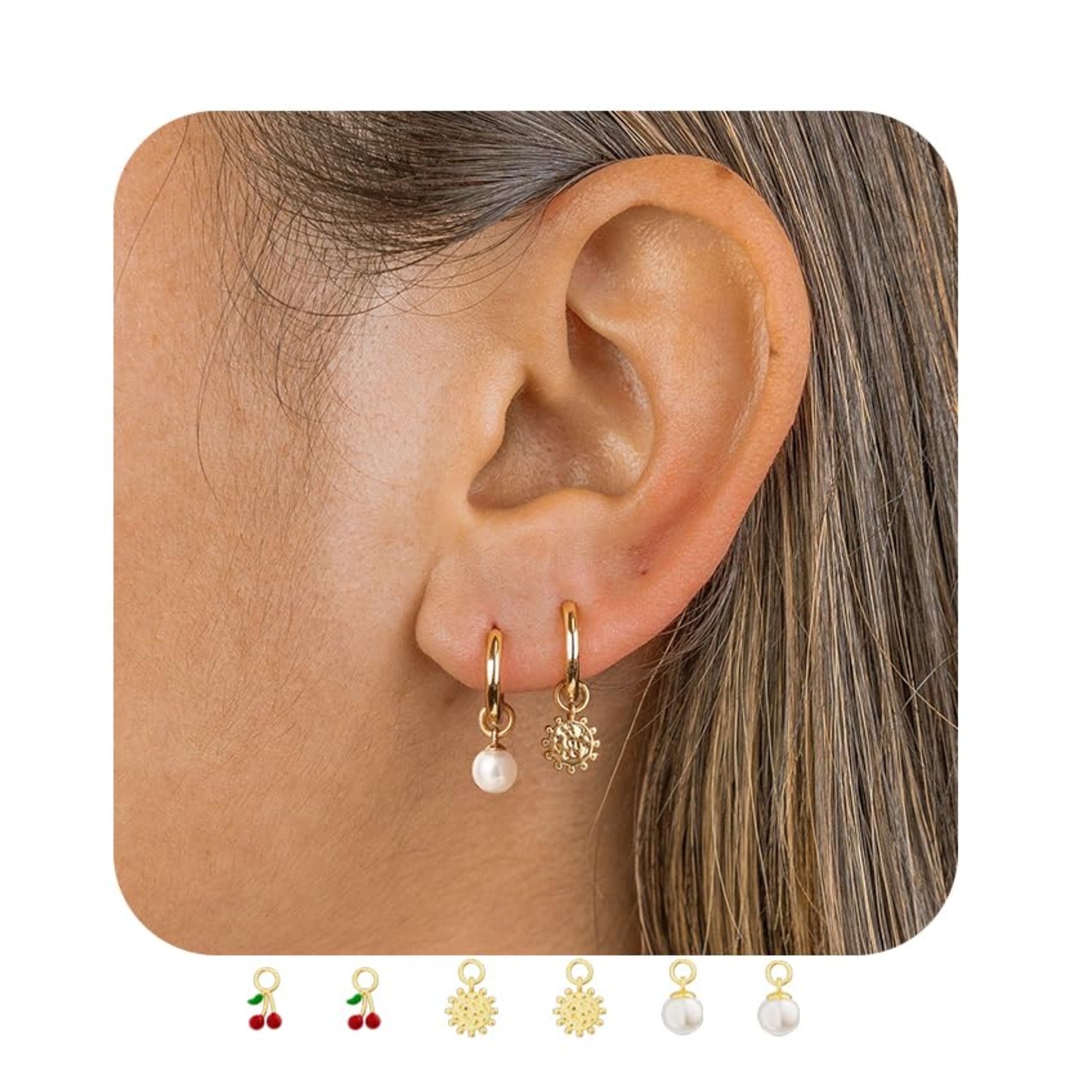 欧美跨境热销 真金黄铜电镀 法式气质轻奢高级感珍珠吊坠耳环套装 时尚气质简约百搭耳饰批发套装女 三件套可拆卸搭配详情图5