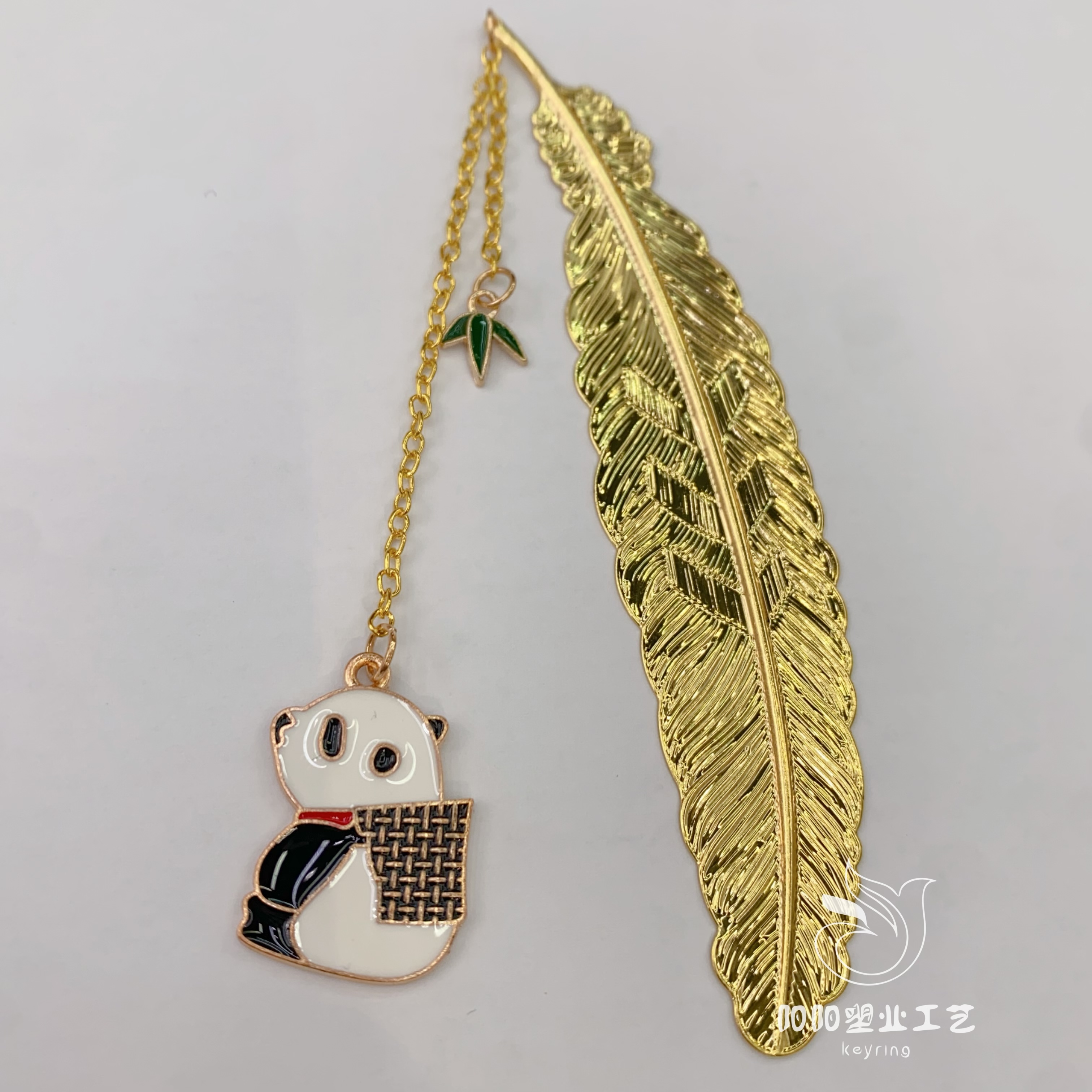 Golden feather panda double book pendant bookmark Cartoon cute student stationery, unique and fresh creative cultural and creative tourism cultural and creative products