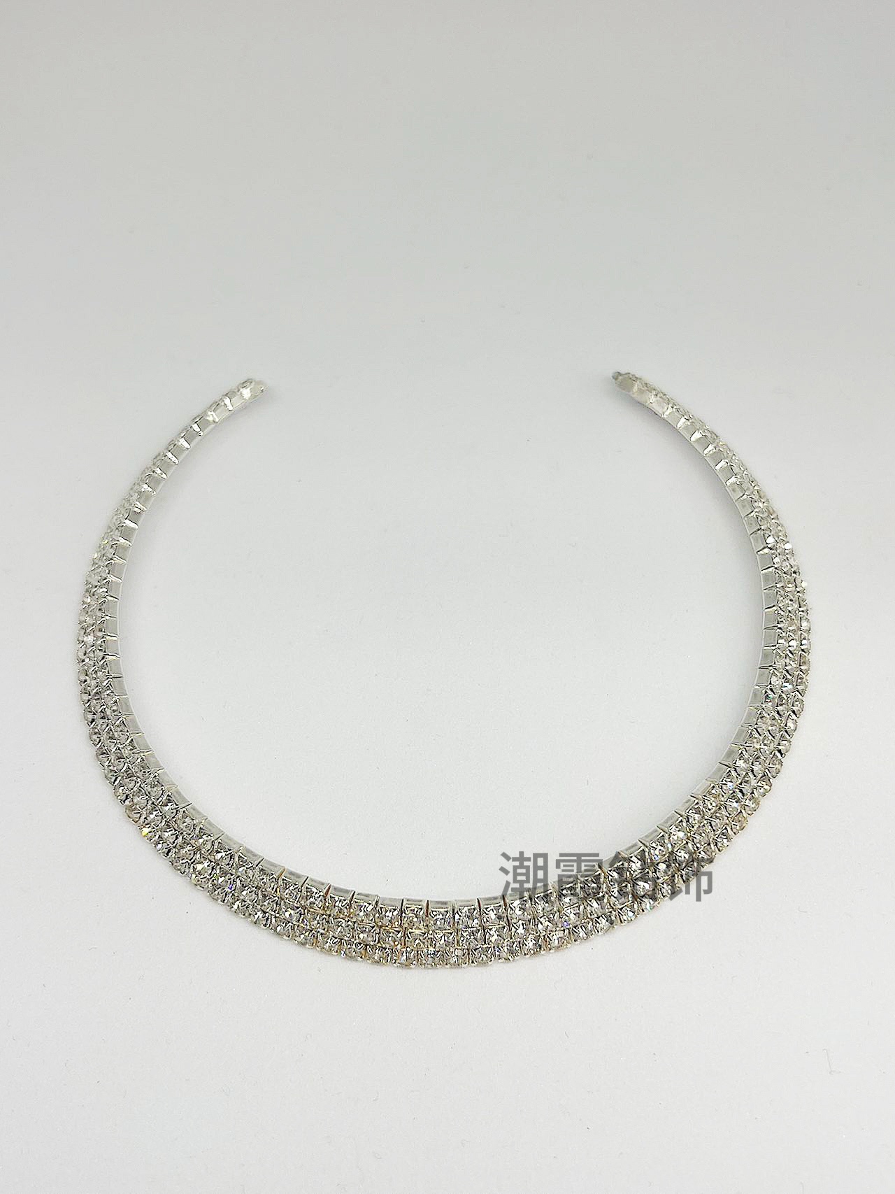 Trendy diamond jewelry, European and American sexy, super sparkling water diamond necklace, full diamond, exquisite and simple, multi-row bundle necklace, women's necklace details Picture