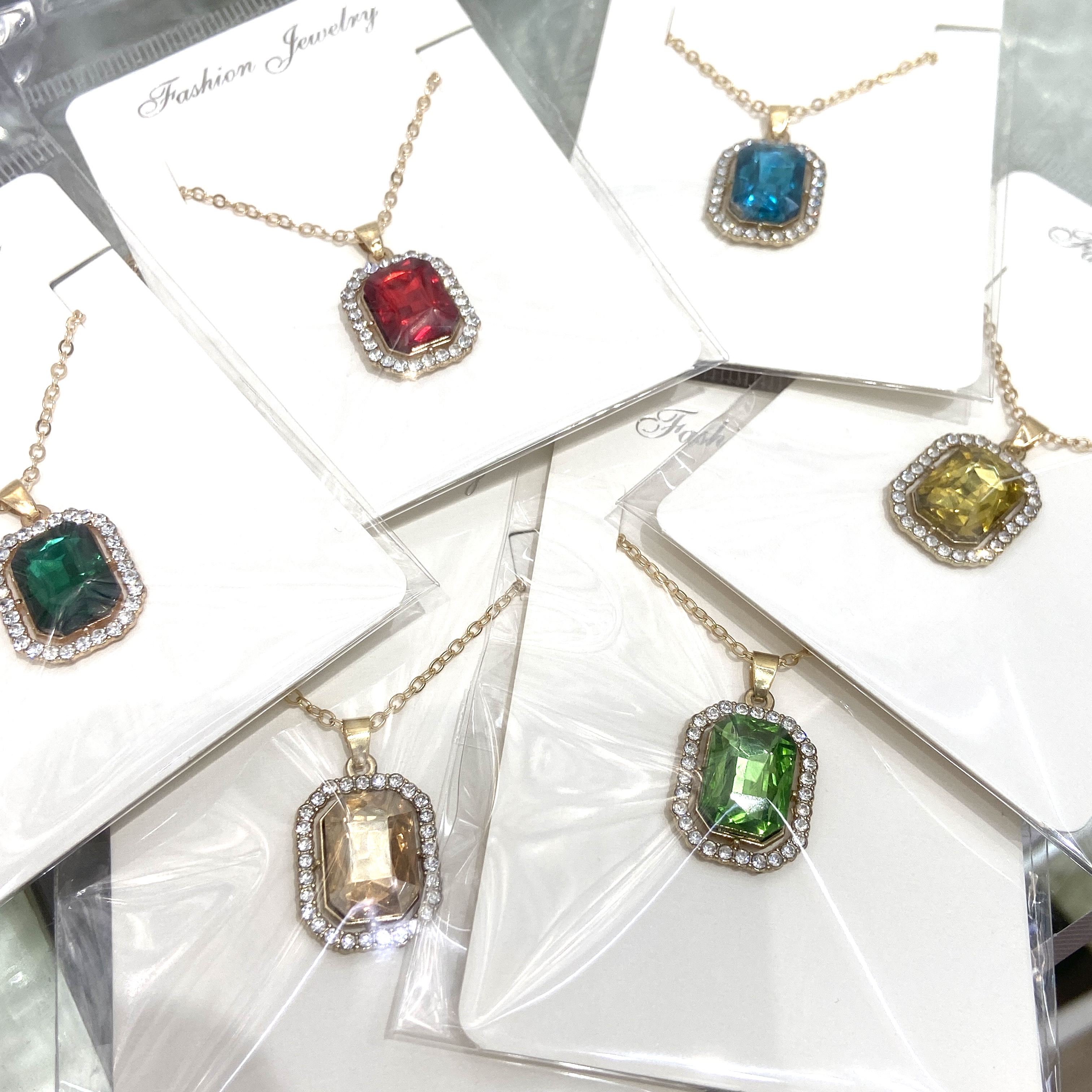 跨境外贸方形满钻复古项链锁骨链百搭高级精致女士个性