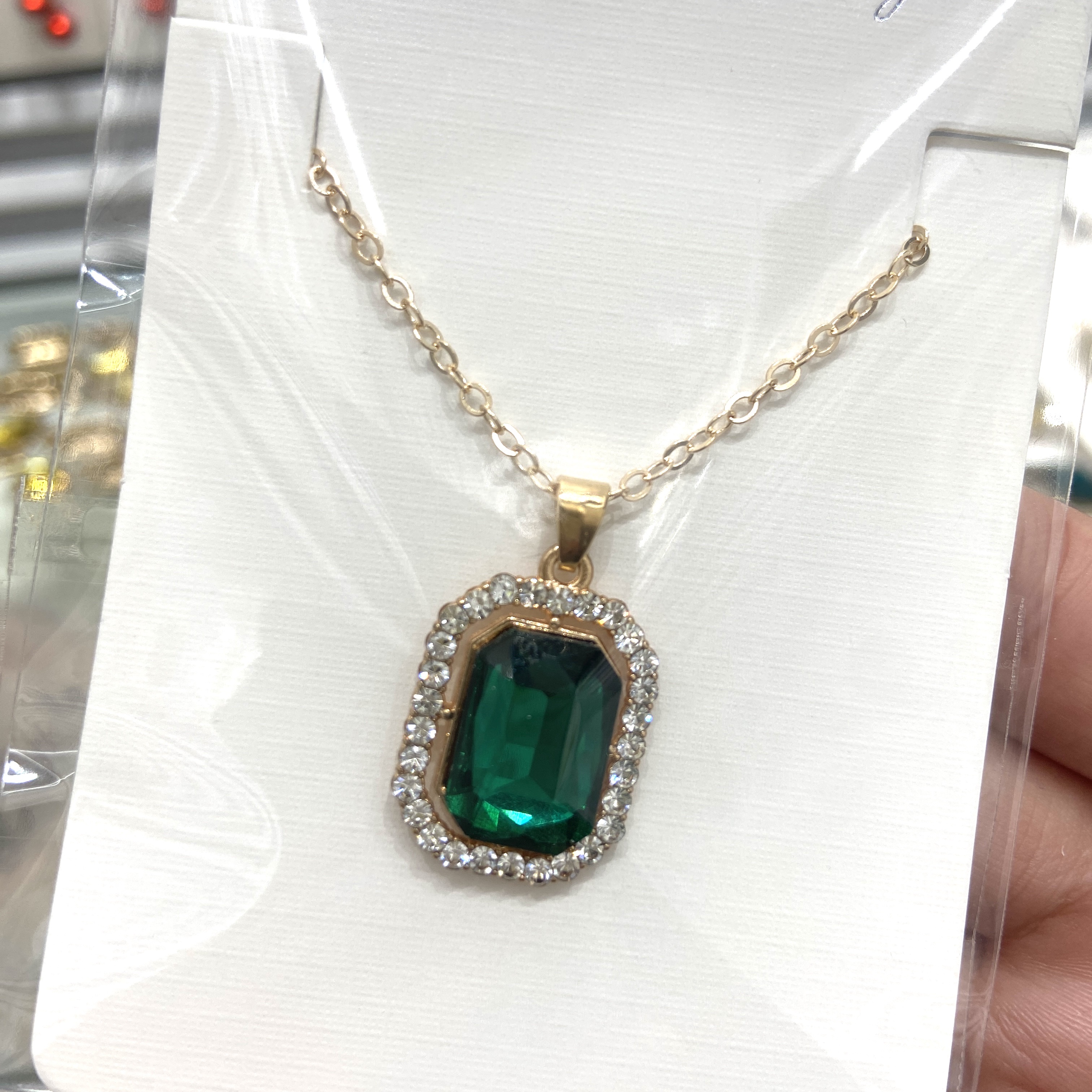 跨境外贸方形满钻复古项链锁骨链百搭高级精致女士个性详情图3