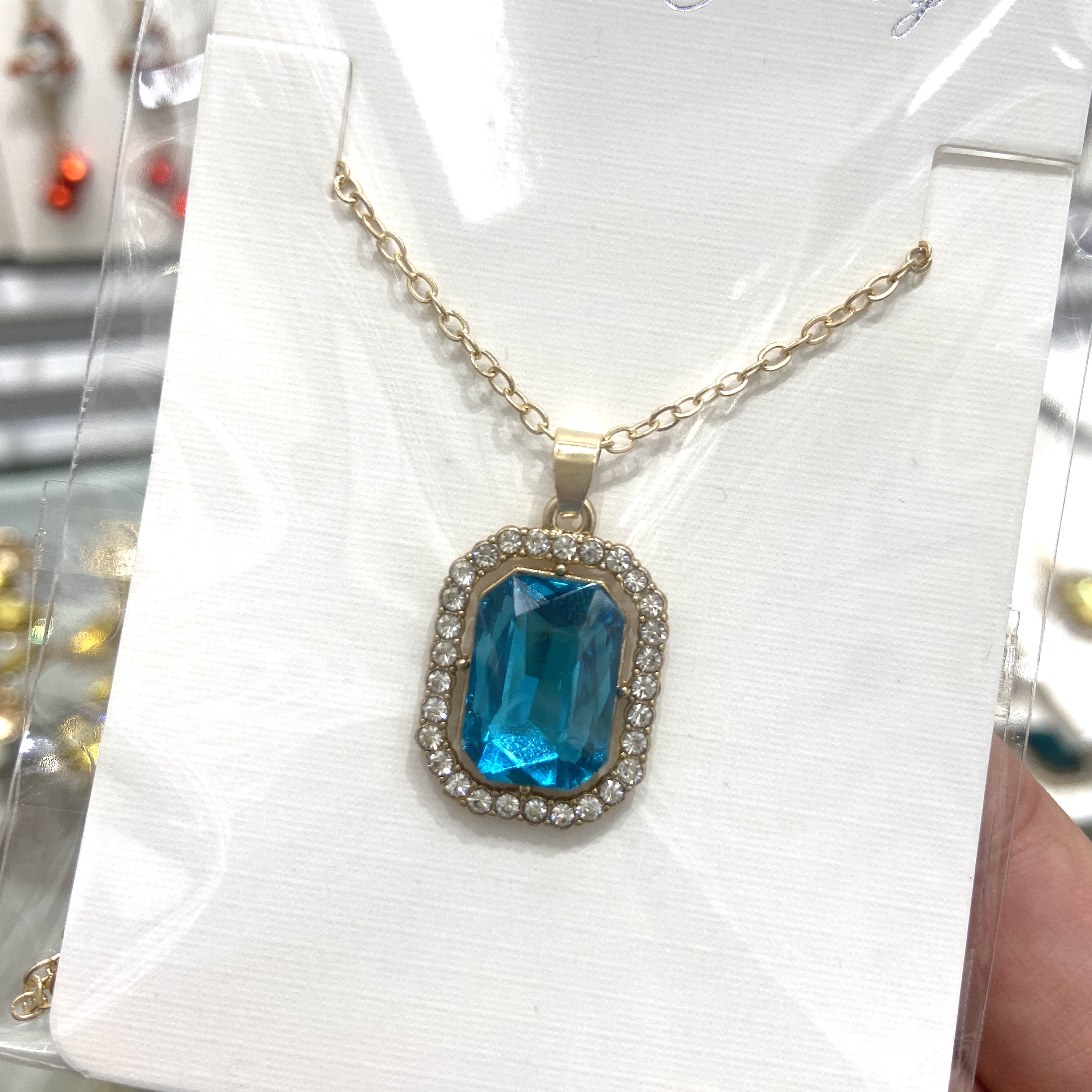 跨境外贸方形满钻复古项链锁骨链百搭高级精致女士个性详情图2