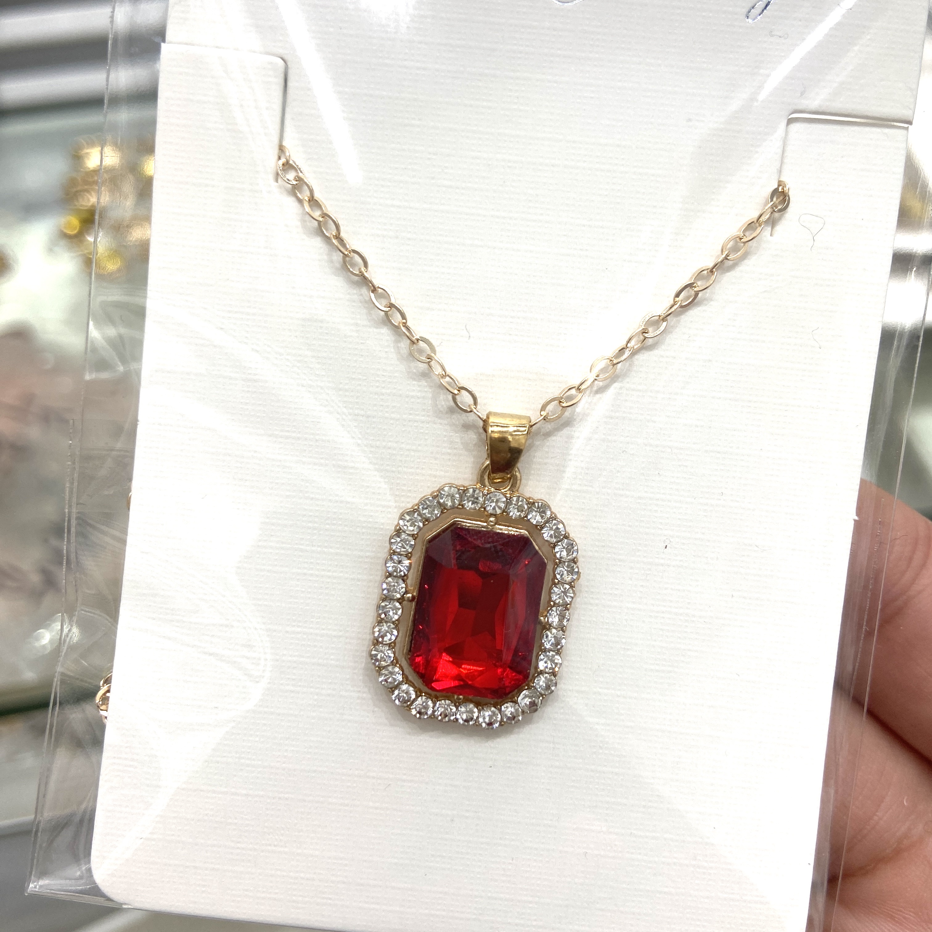 跨境外贸方形满钻复古项链锁骨链百搭高级精致女士个性详情图4