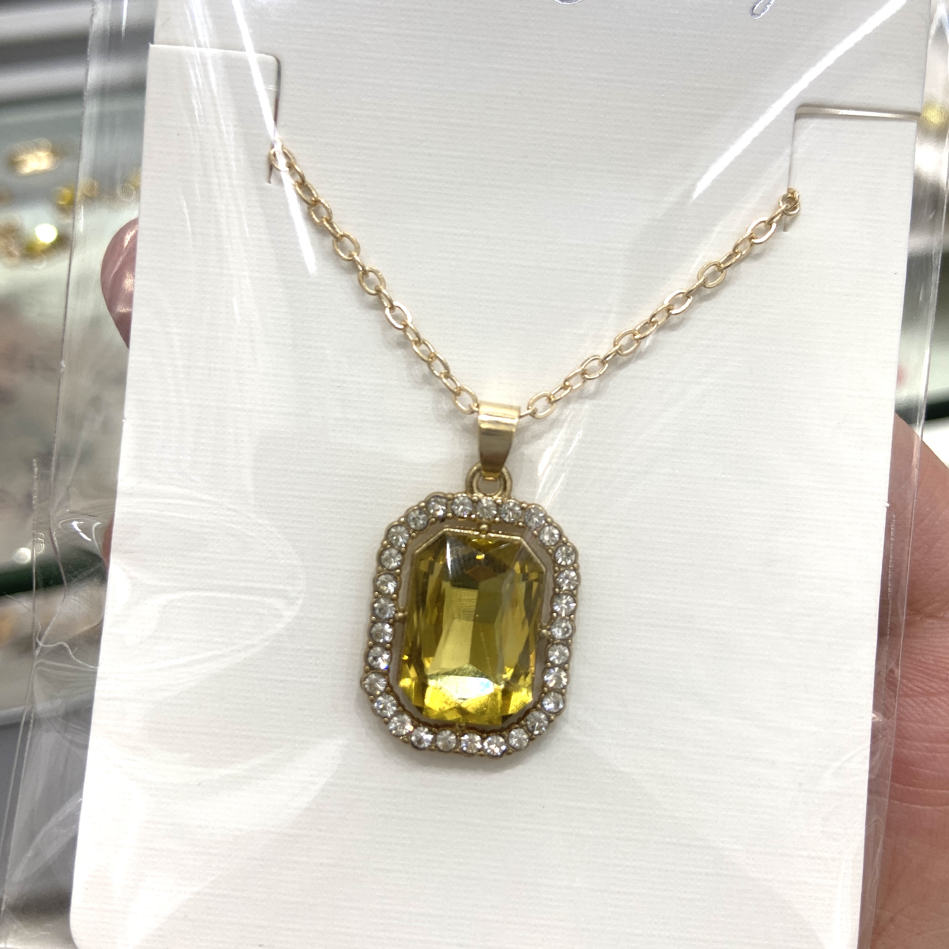 跨境外贸方形满钻复古项链锁骨链百搭高级精致女士个性详情图5