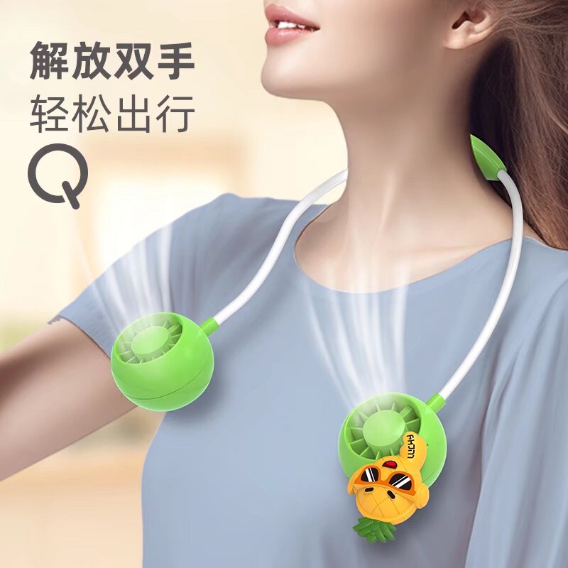 Portable USB charging mini fan, creative lazy neck fan, suitable for office students, strong wind force, quiet, cross-border foreign trade wholesale source detail image 2