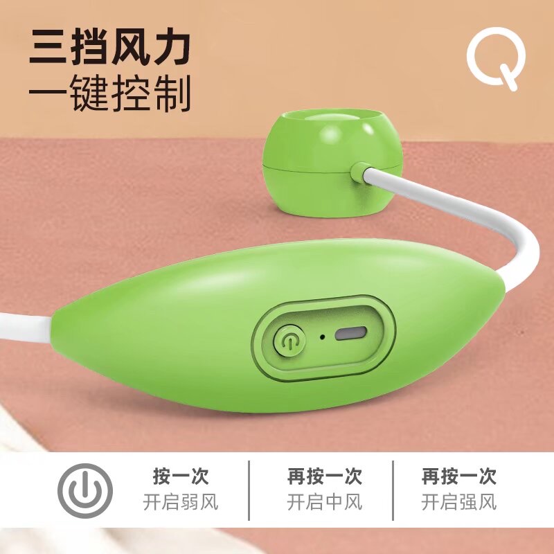 Portable USB charging mini fan, creative lazy neck fan, suitable for office students, strong wind force, quiet, cross-border foreign trade wholesale source detail image 3