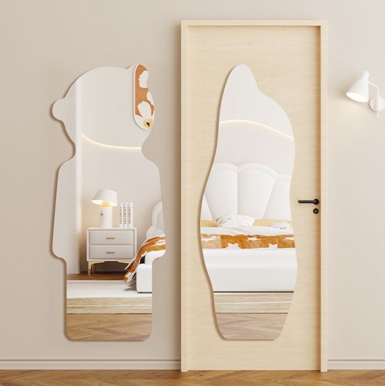 卧室家具必备 全身镜落地镜 精致装饰镜 亚克力多功能软镜子 完美展现全身之美亚克力软镜子粘贴穿衣镜全身自粘贴墙家用试衣镜白底实物图