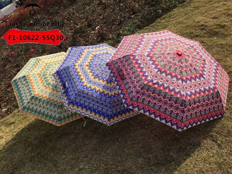 F1-10622-55Q30 Triple fold automatic windproof UV protection retro umbrella Application Scenario