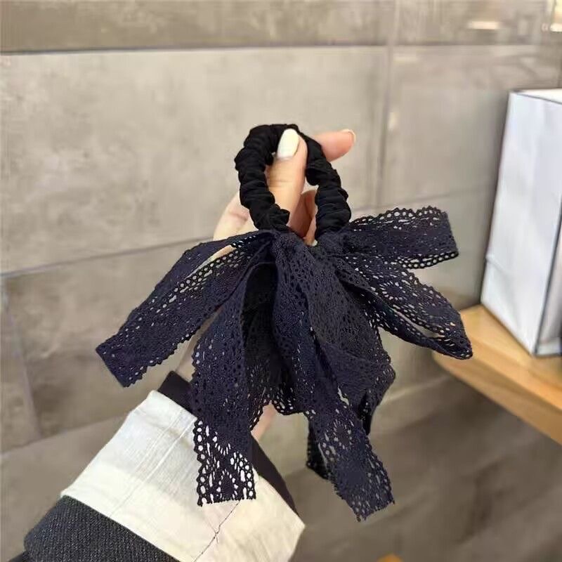 韩国东大门网红同款蕾丝发圈气质轻奢大肠蝴蝶结皮筋头绳发饰品头绳细节图