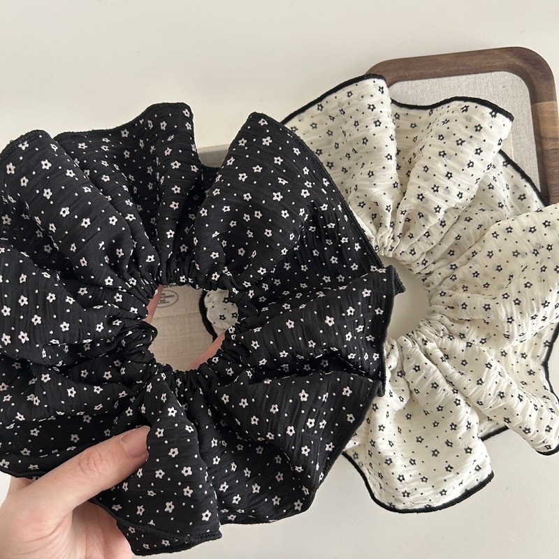 2025春夏新款韩系布艺碎花大号大肠发圈气质波点锁边头绳洋气百搭头发发饰发圈