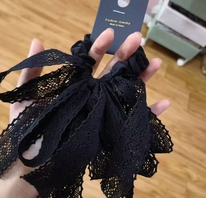 韩国东大门网红同款蕾丝发圈气质轻奢大肠蝴蝶结皮筋头绳发饰品头绳详情图6