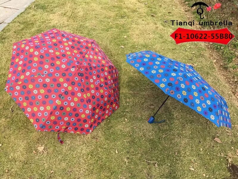 F1-10622-55B80 three fold small flower pattern rain and sunshine automatic umbrella Specification drawing