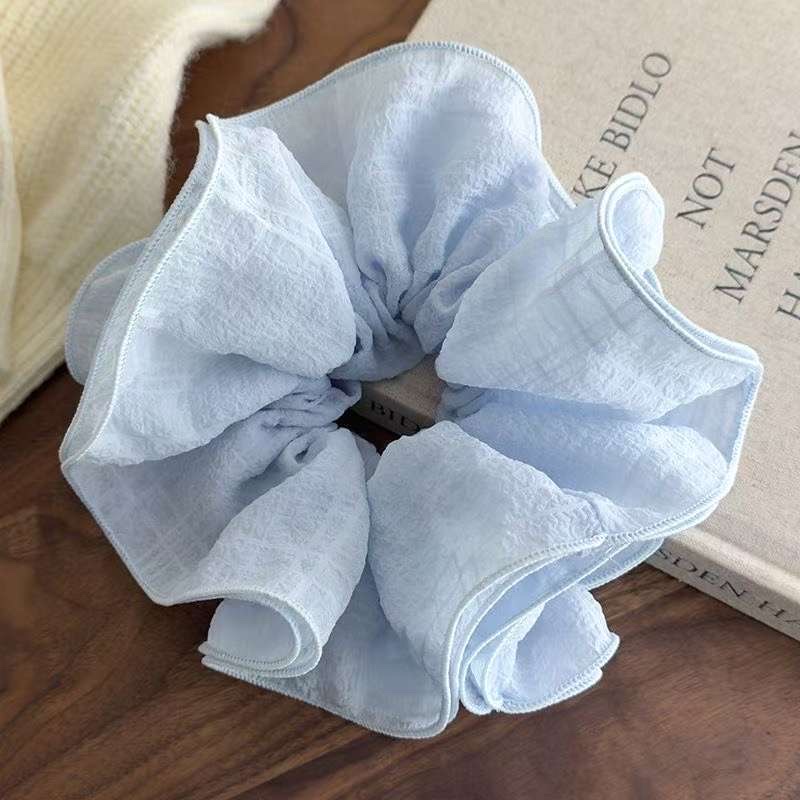 New Spring/Summer 2025 large cream ethereal lace multi-layer pleated black fungus edge high-end large intestine hair band Item Picture