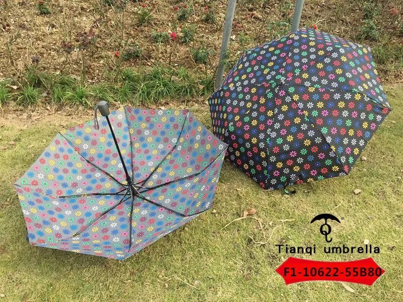 F1-10622-55B80 three fold small flower pattern rain and sunshine automatic umbrella full figure