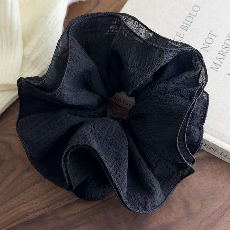 New Spring/Summer 2025 large cream ethereal lace multi-layer pleated black fungus edge high-end large intestine hair band