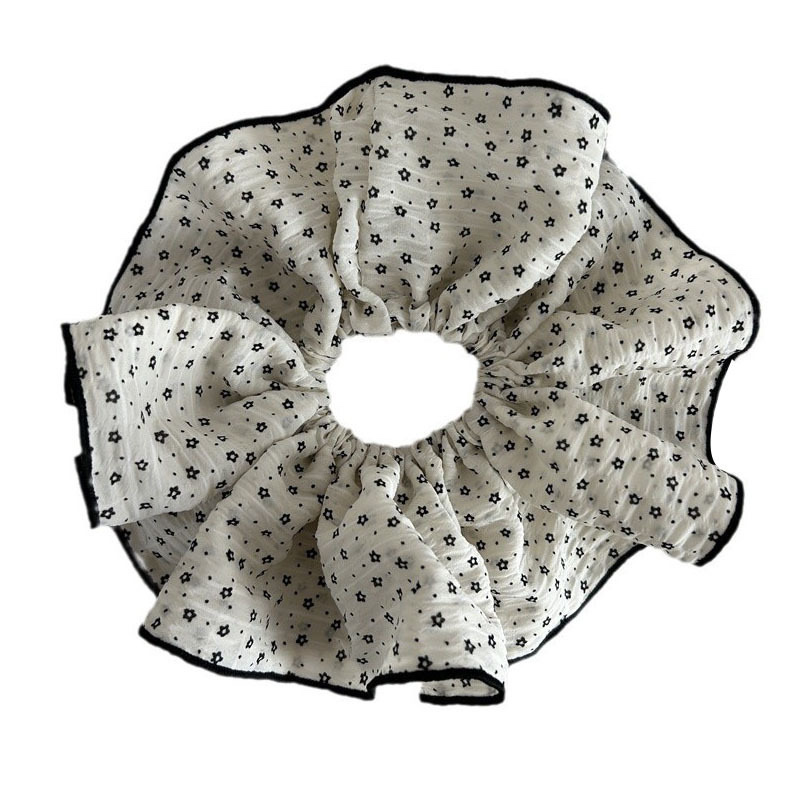 New Spring/Summer 2025 Korean-style fabric floral large intestine hair band, elegant polka dot lockstitch hair tie, stylish and versatile hair accessory hair band detail image 4