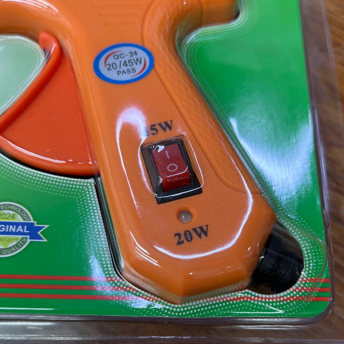 Yellow dual-power adjustable small rubber gun, 20/45w dual-power adjustable, anti-scald nozzle leather cover with dual-speed high and low temperature adjustment of 20w, 45w household manual anti-scald detail image 2