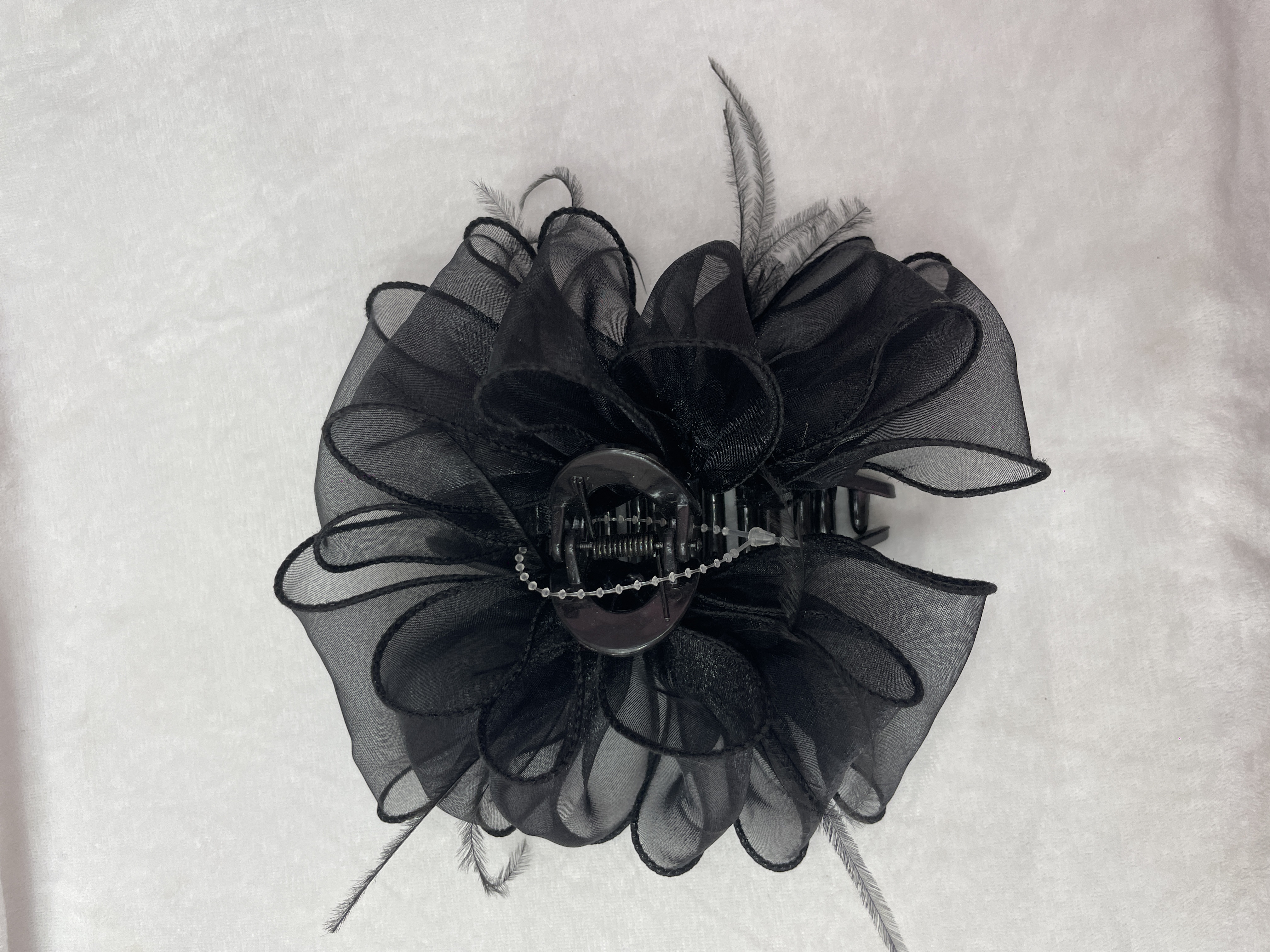 Bosiya 2025 New Feather Grabber Women's mesh hair clip, shark clip at the back of the head, volumizing and increasing hair volume headwear, hair band headwear accessory details Picture