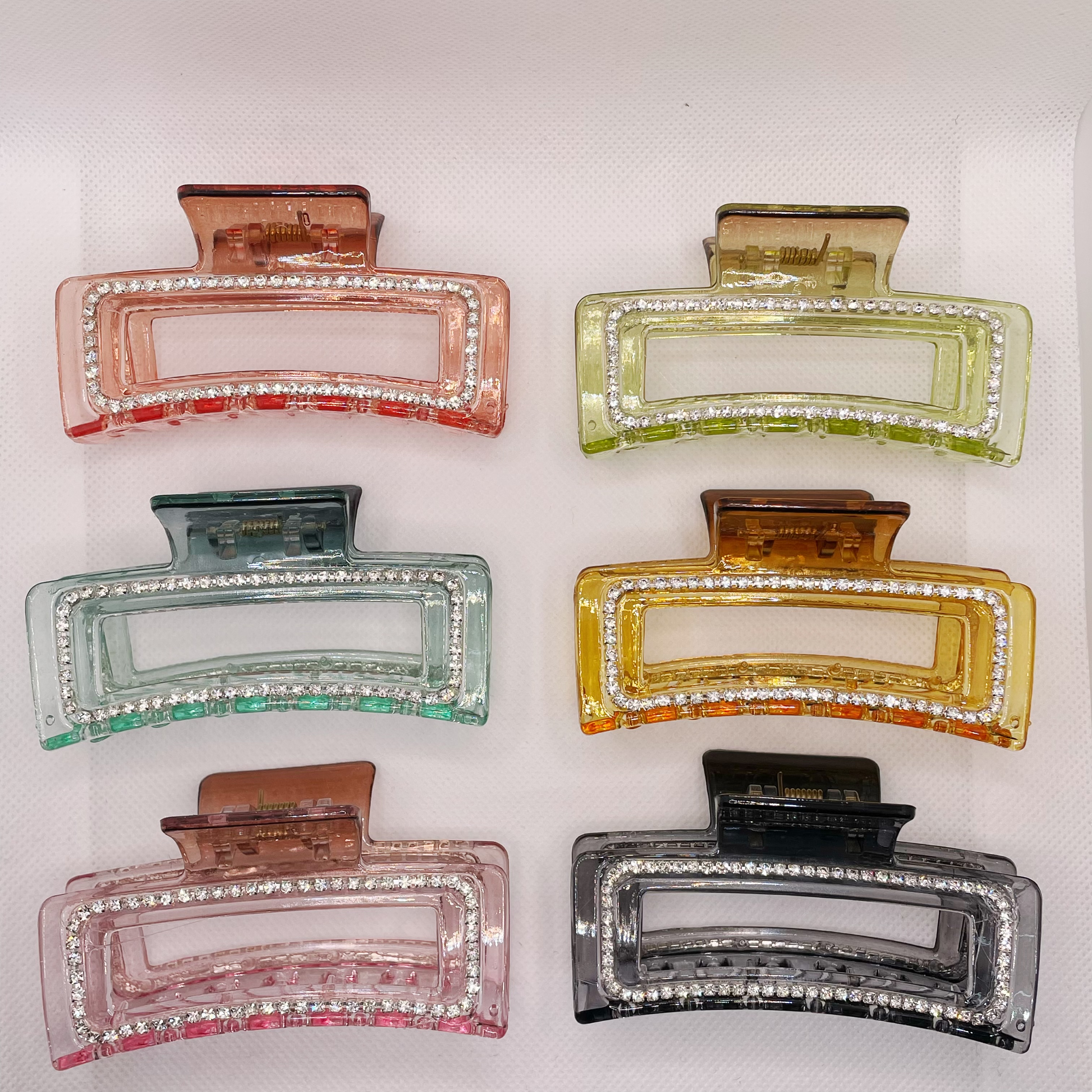 Korean imported square grabber, a niche and non-identical style ~ Retro and elegant, diamond-encrusted French amber clean plate hair accessory hairpin