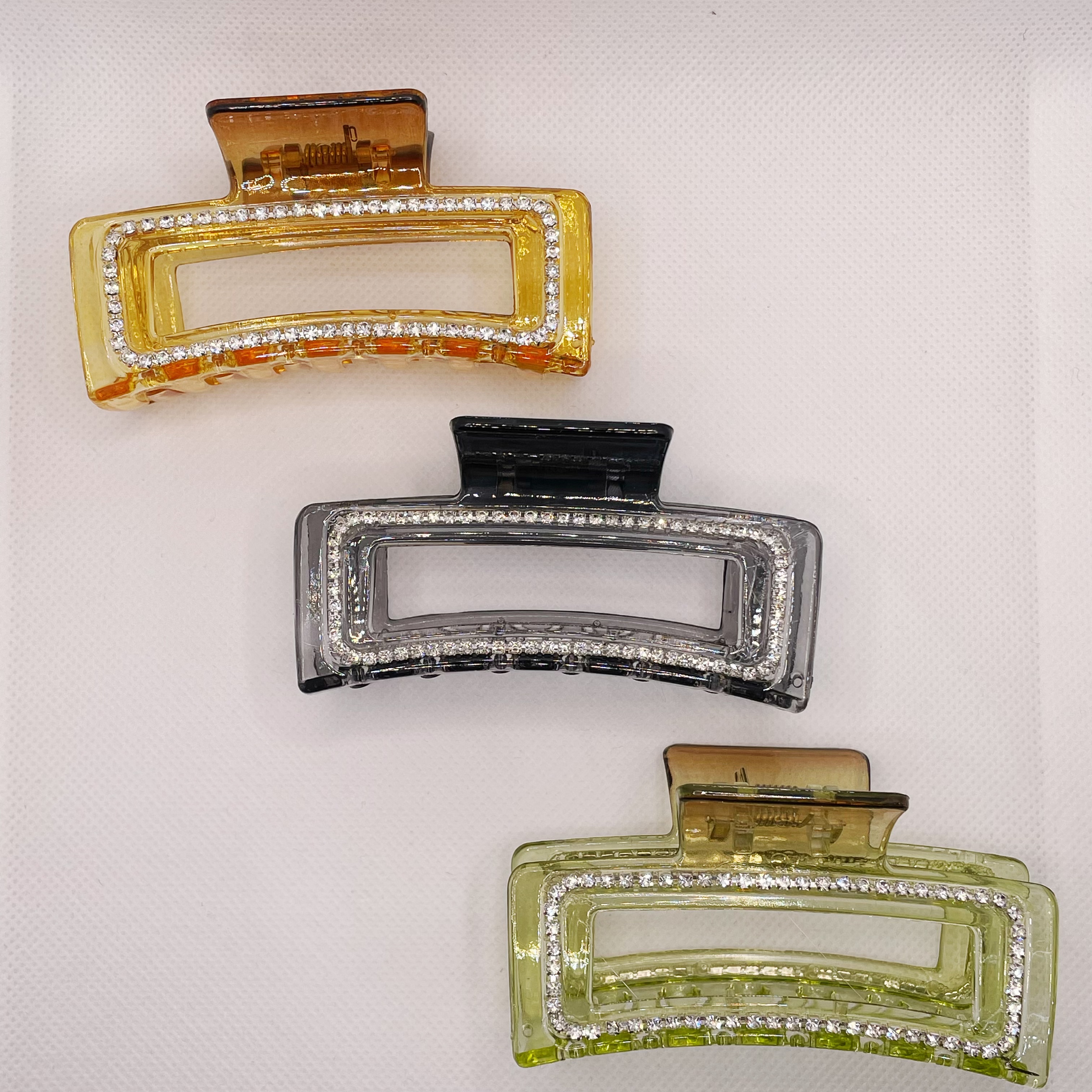 Korean imported square grabber, a niche and non-identical style ~ Retro and elegant, diamond-encrusted French amber clean plate hair accessory hairpin details Picture