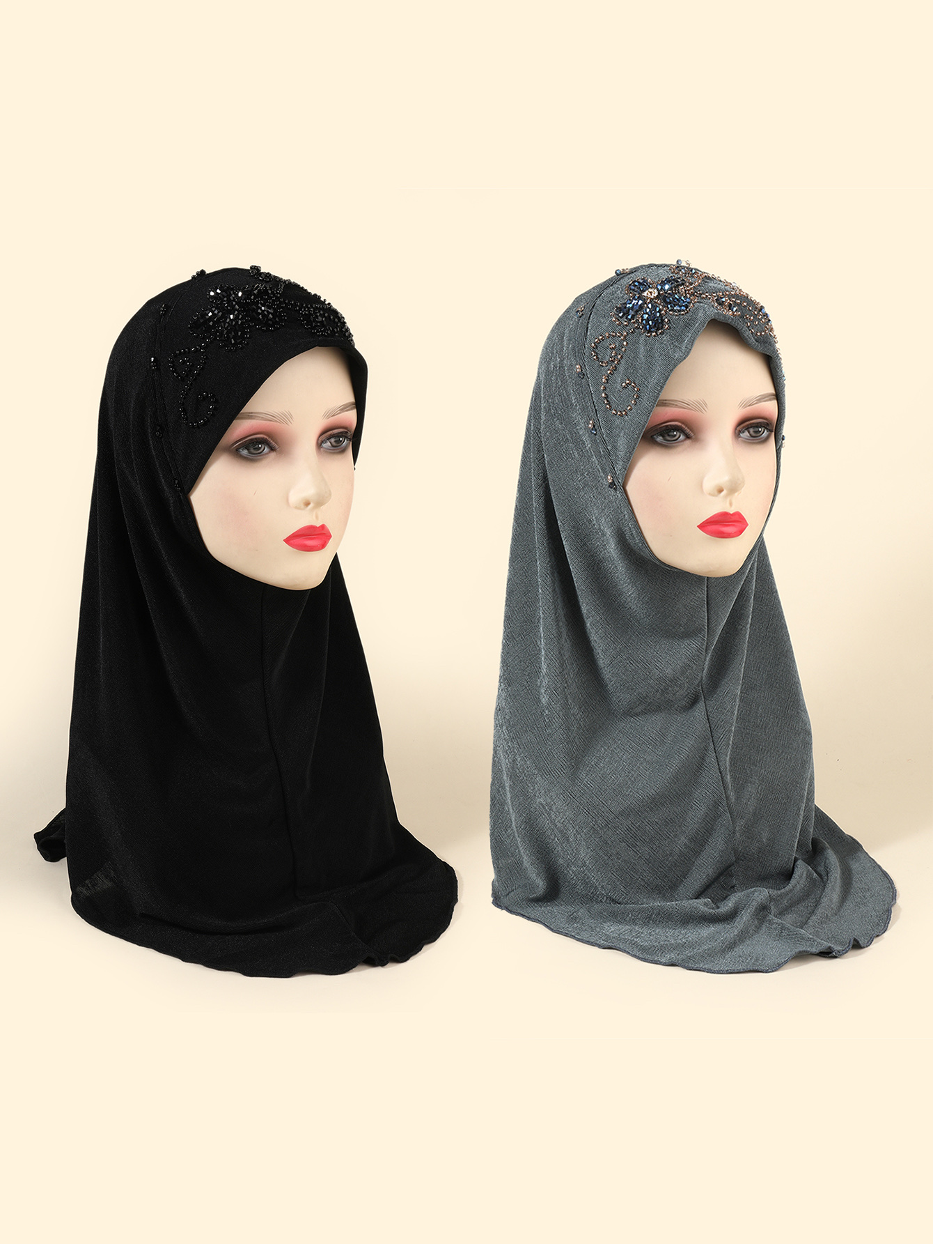 手工缝制方便套头穆斯林头巾面料柔软透气盖头