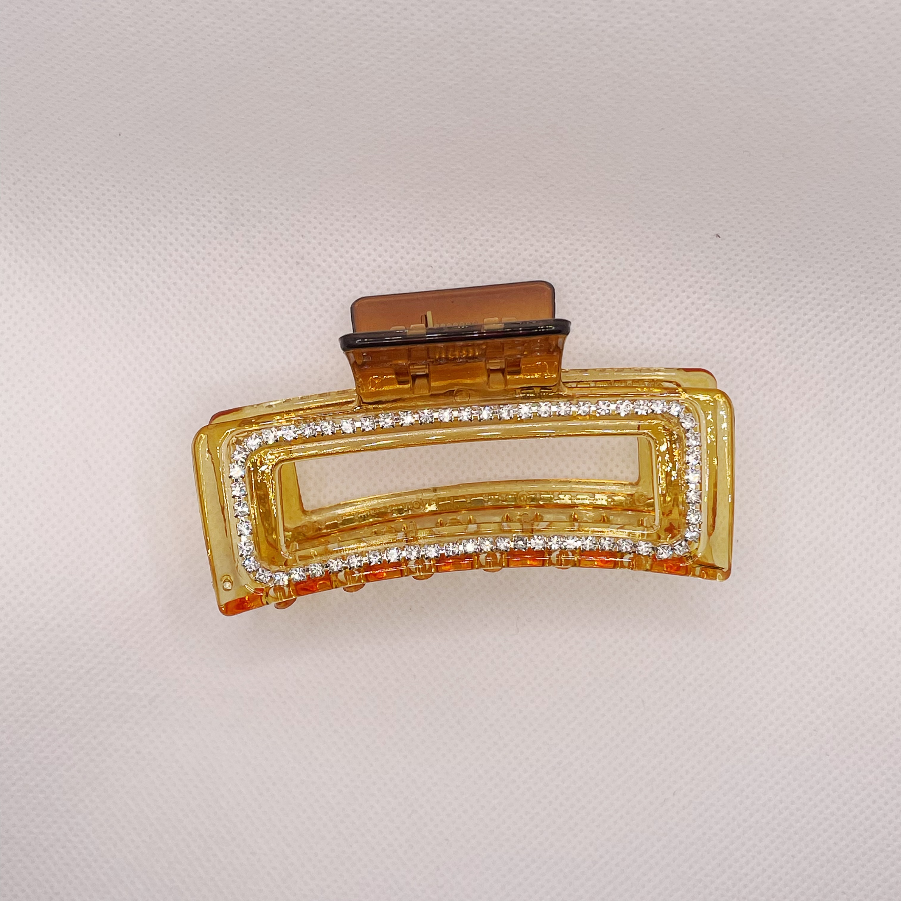 Korean imported square grabber, a niche and non-identical style ~ Retro and elegant, diamond-encrusted French amber clean plate hair accessory hairpin detail image 6