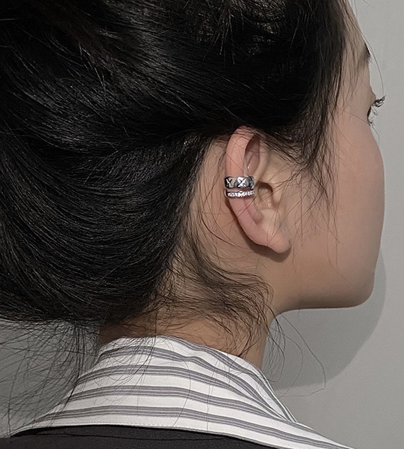 韩版精致锆石双层无耳洞耳骨夹女ins风轻奢小众设计感气质耳饰