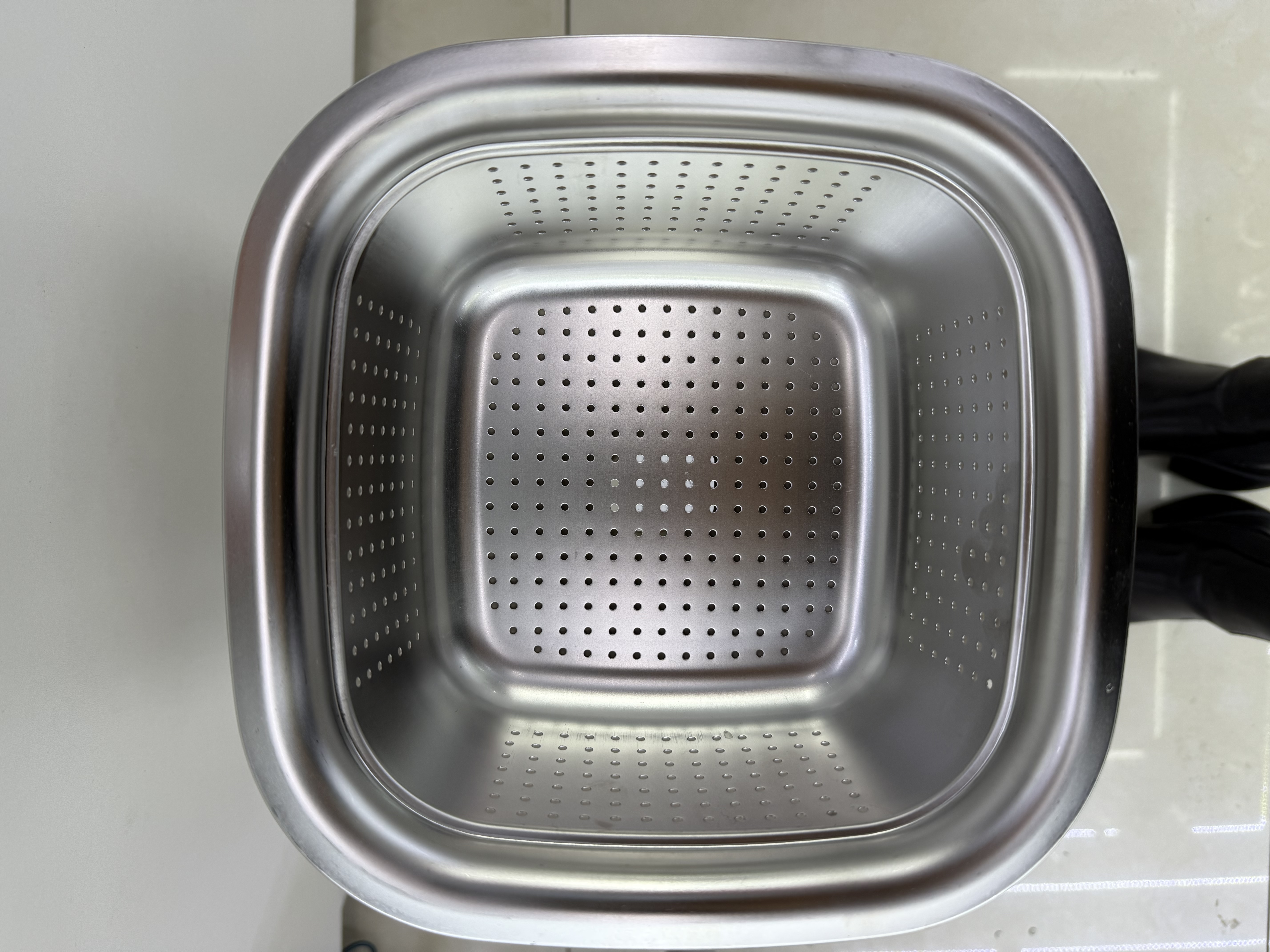 22cm不锈钢水果篮，洗米篮，水果盆，方形米筛细节图